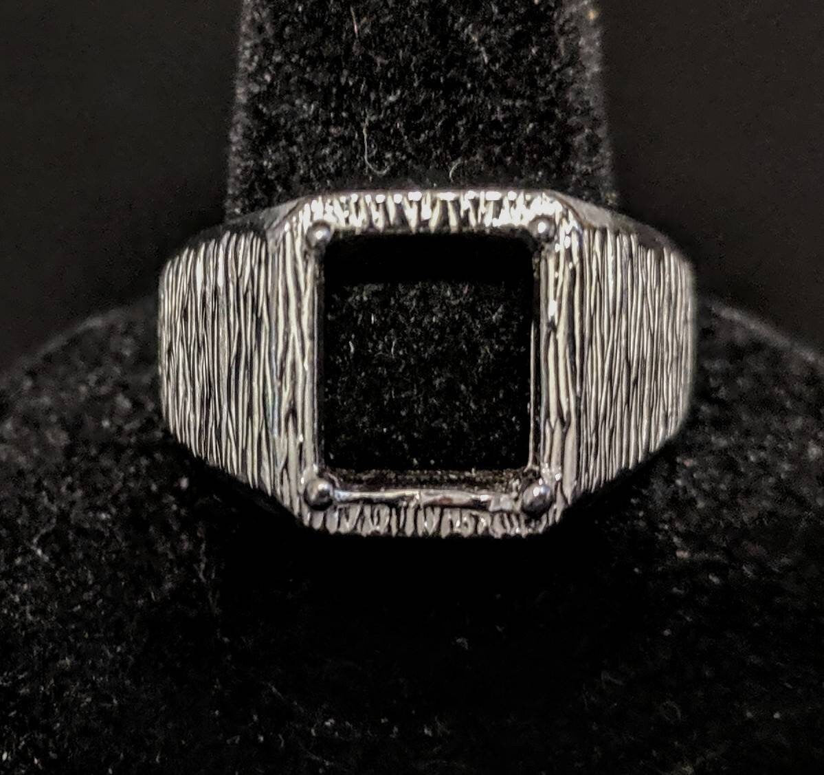 10x8mm & 11x9mm Emerald Cut Sterling Silver or 10K Gold Men's Ring Size 10 - Pre-Notched Blank Shank Setting (163 323/143 323) - Perfect for Wedding Bands, Engagement Rings & Jewelry Making