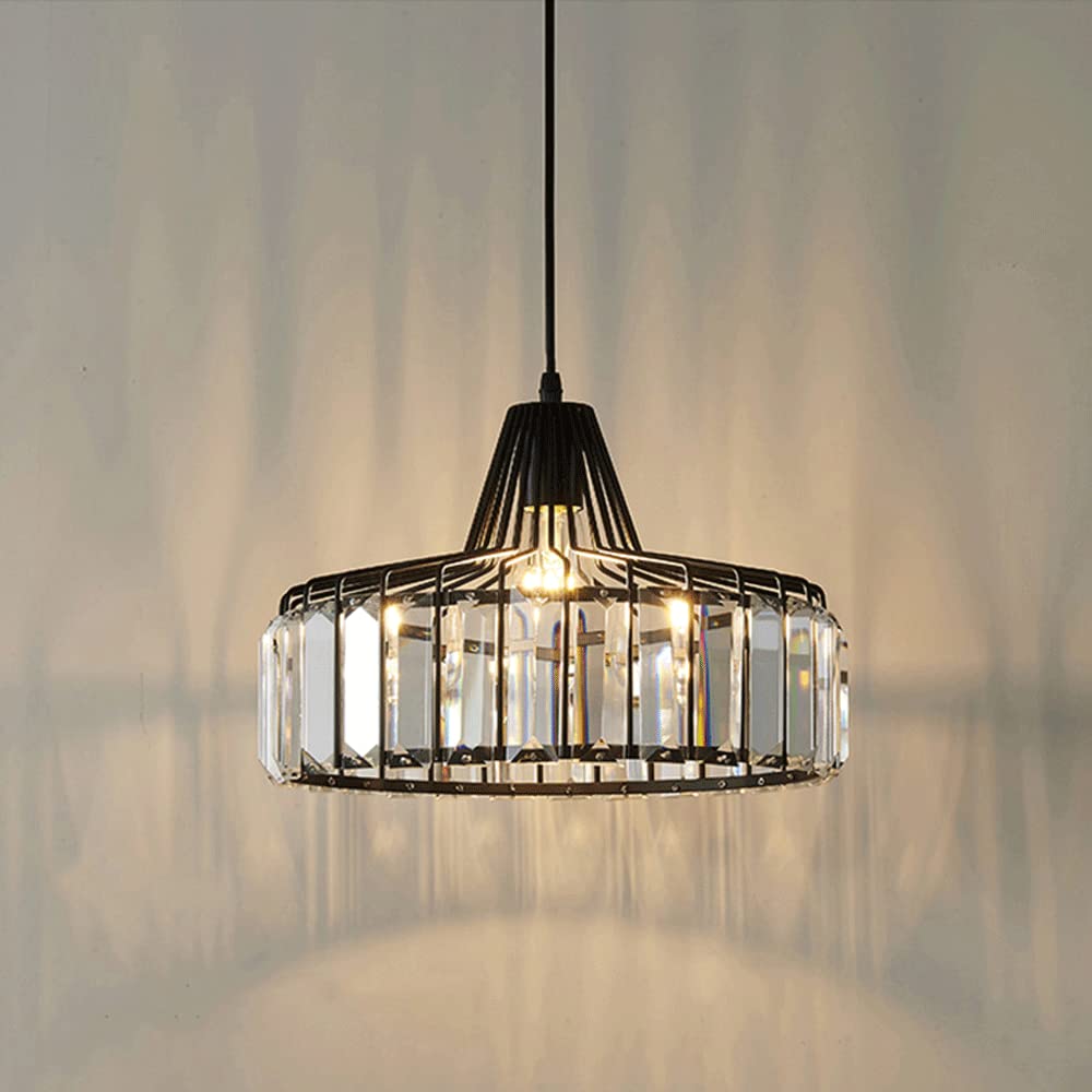 Modern Crystal Chandelier - Elegant Round Pendant Light for Bedroom, Balcony, Bathroom & Dining Room - Wrought Iron Hanging Fixture for Luxury Home Decor, Clothing Store Lighting & Interior Design