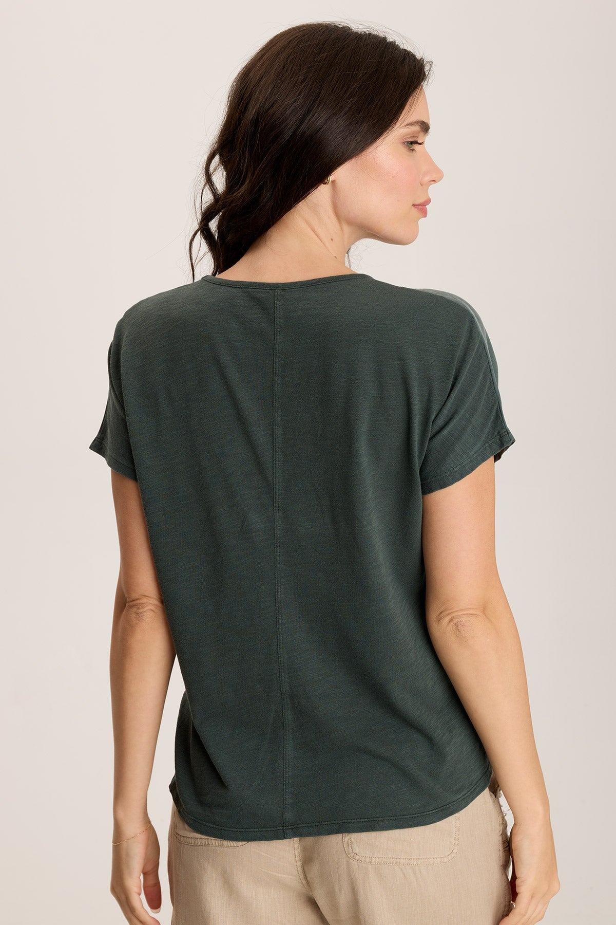 Jolina Women's Twill V-Neck Embroidered T-Shirt - Casual Short Sleeve Top for Everyday Wear & Summer Outfits
