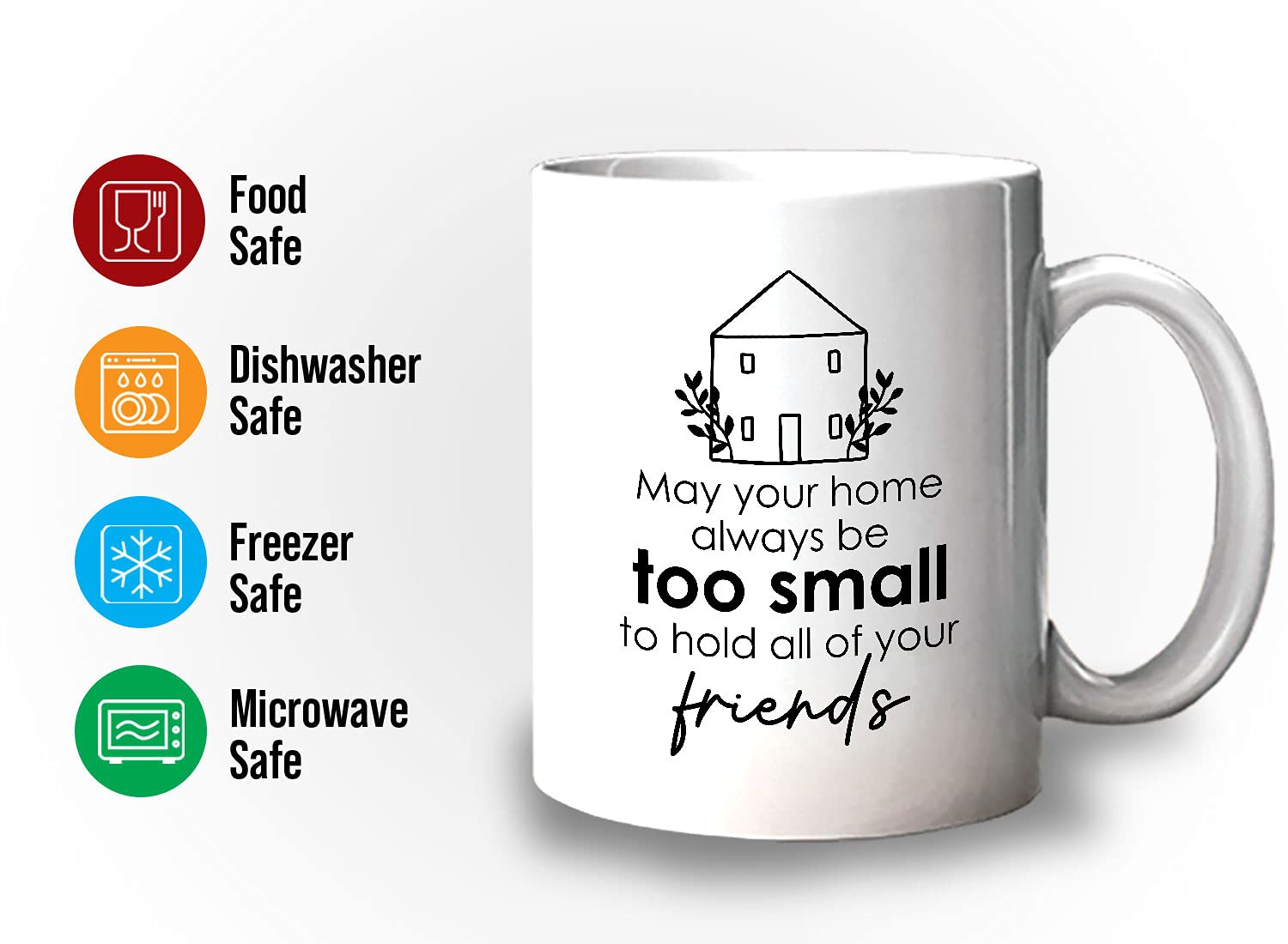 Bubble Hugs Funny Housewarming Coffee Mug - 'May Your Home Always Be Too Small' - 11oz White Ceramic Cup for New Homeowners, Moving Out Gifts, BFF Humor & New Adventures - Perfect for House Parties, Office Use & Memory-Making Moments