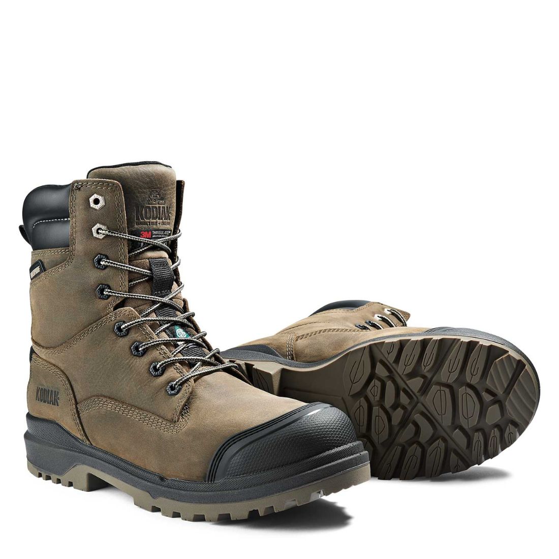 Kodiak Karluk Men's 8 Inch Waterproof Composite Toe Work Boots 8379FS - Brown Safety Shoes for Construction, Hiking & Outdoor Work