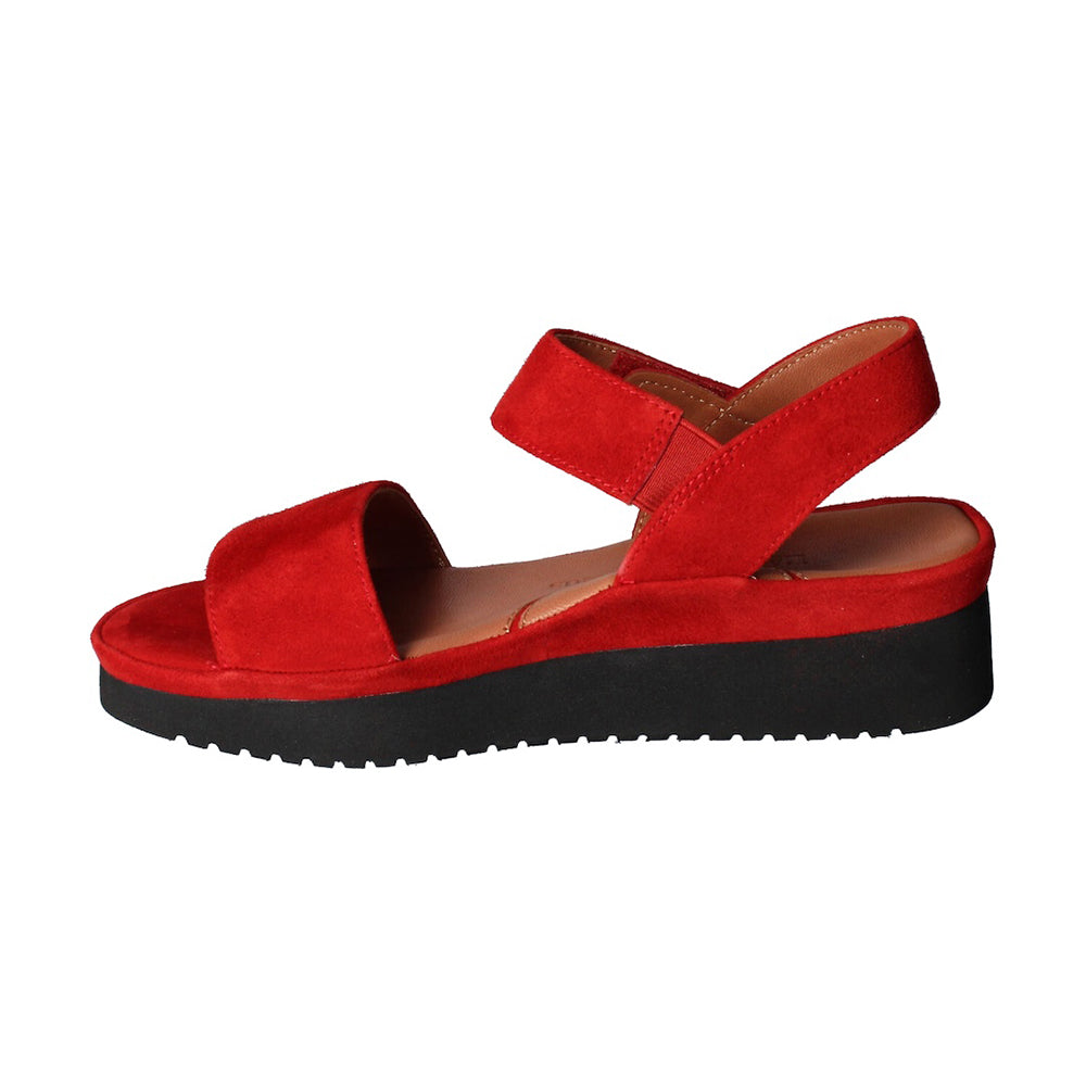 Abrilla Women's Red Suede Sandals - Comfortable Casual Summer Shoes for Beach, Walking & Outdoor Activities