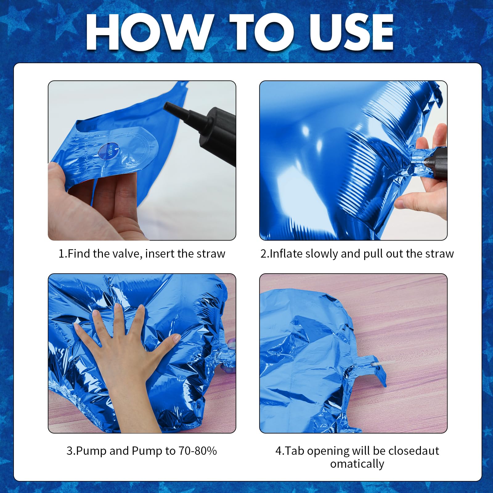 Blue Silver Foil Star Balloons 18 Inch - 10 Pack Helium Balloons for Birthday, Graduation & Wedding Decorations | Party Balloon Set for Ceiling, Backdrop & Photo Booth Decor