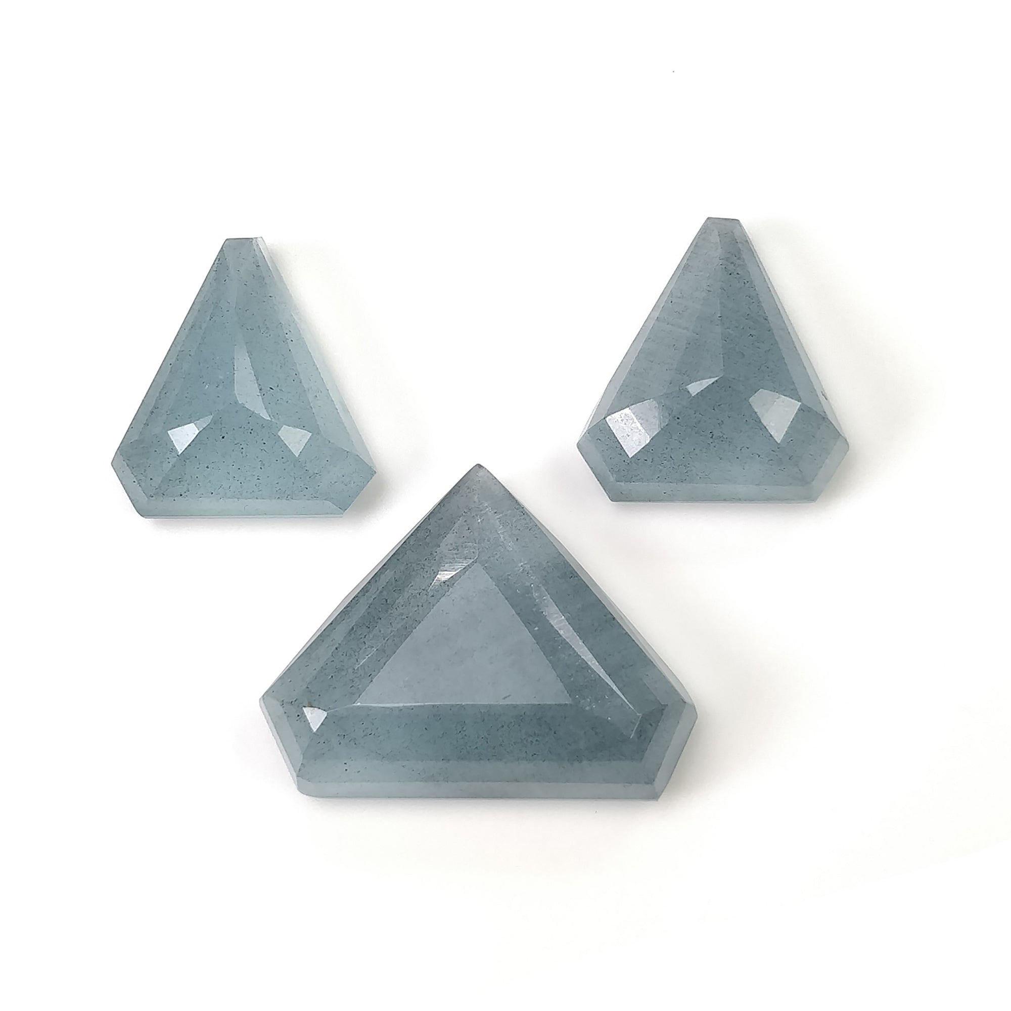 Natural Untreated Blue Aquamarine Gemstone - 77.80cts, Normal Cut, Uneven Shape (20.5*19mm to 30.5*23mm) - 3 Piece Set for Jewelry Making, Collection & Healing Crystals