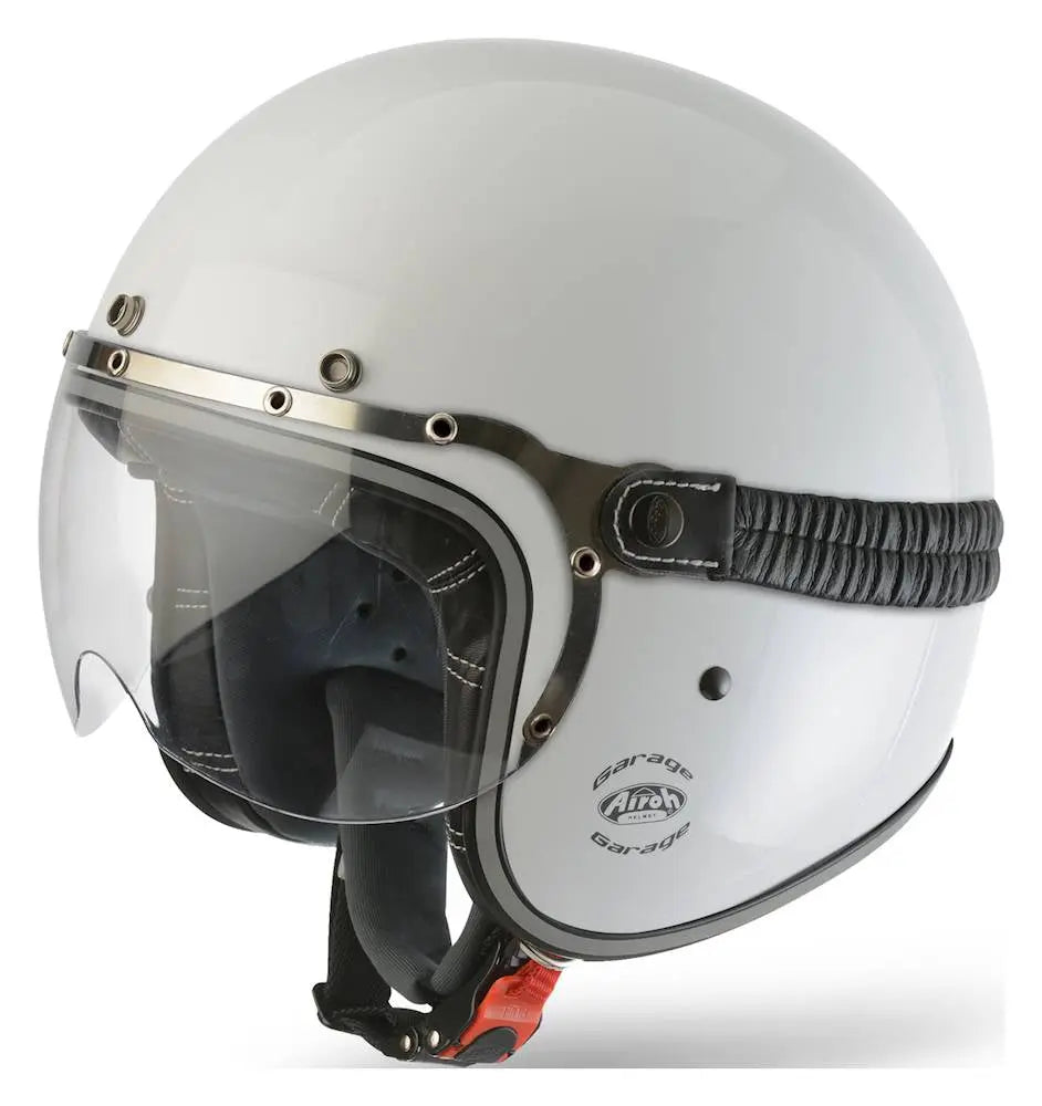 Airoh Garage Jet Gloss White Motorcycle Helmet - Lightweight DOT Certified Full Face Helmet for Street Bike & Cruiser Riders - Perfect for Urban Commuting & Weekend Road Trips