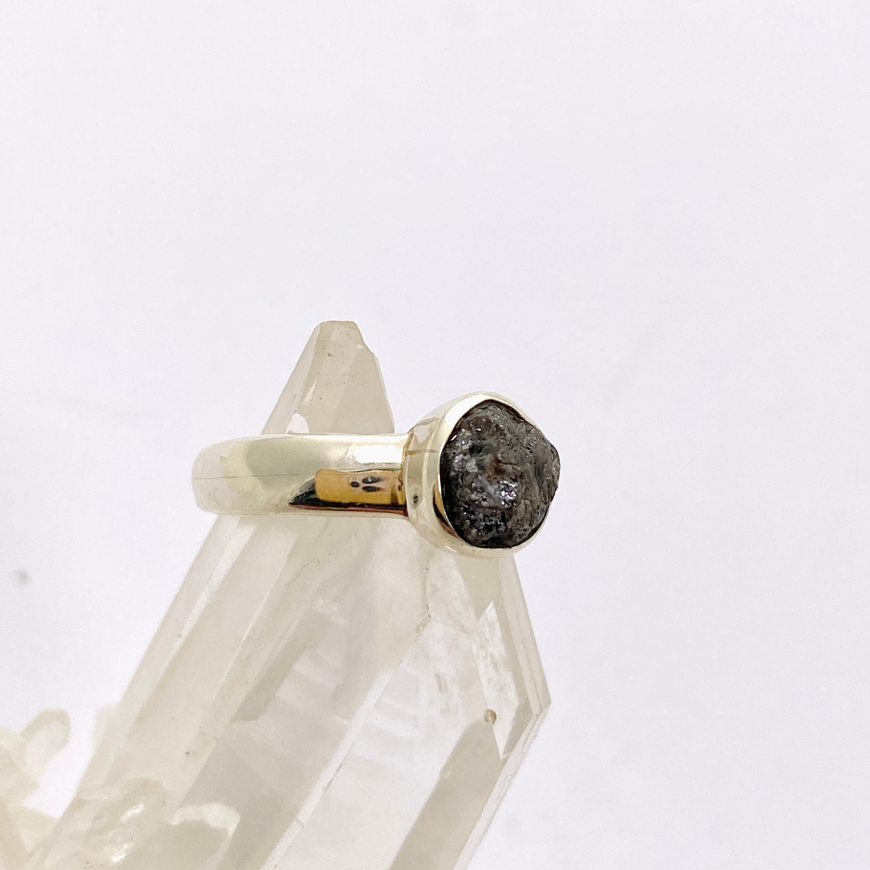 Natural Rough Diamond Round Raw Ring - Size 6 (PRGJ886) for Women's Jewelry, Engagement, Wedding & Special Occasions