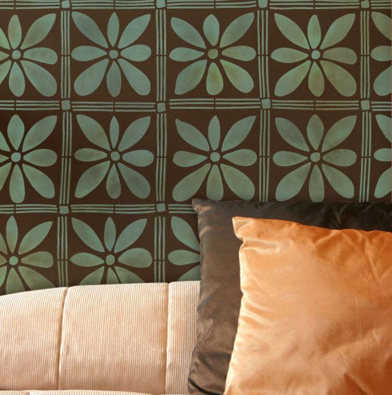 African Flower Wall Stencil - Reusable DIY Painting Template for Home Decor, Nursery, Bedroom & Living Room Wall Art | Perfect for Accent Walls, Murals & Creative Projects