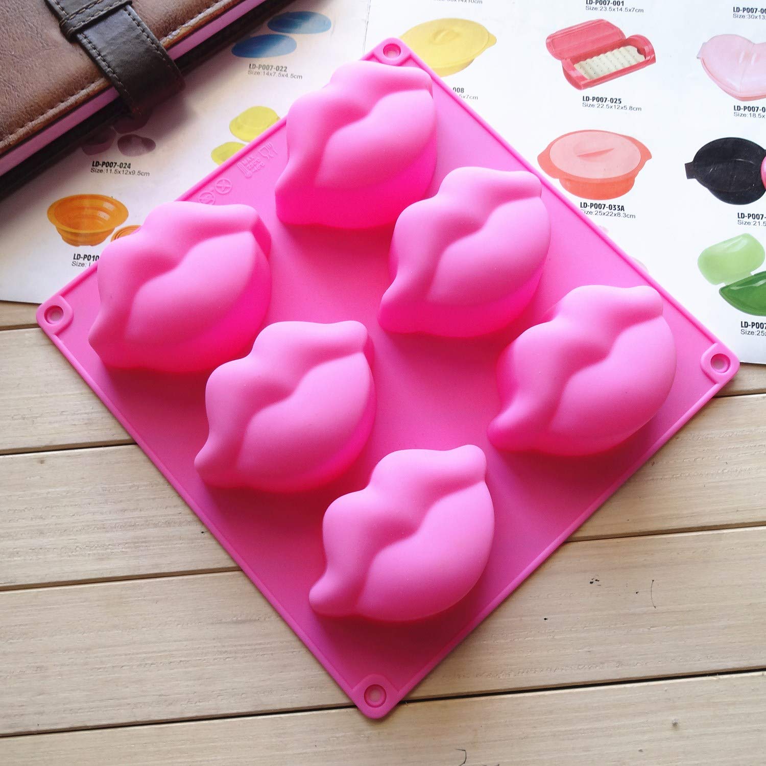 2 Pack 3D Sexy Red Lips Silicone Molds for Chocolate, Candy, Bath Bombs, Soap & Lotion Bars - Perfect for Wedding Favors, Bridal Showers, Birthday Parties and DIY Baking Projects