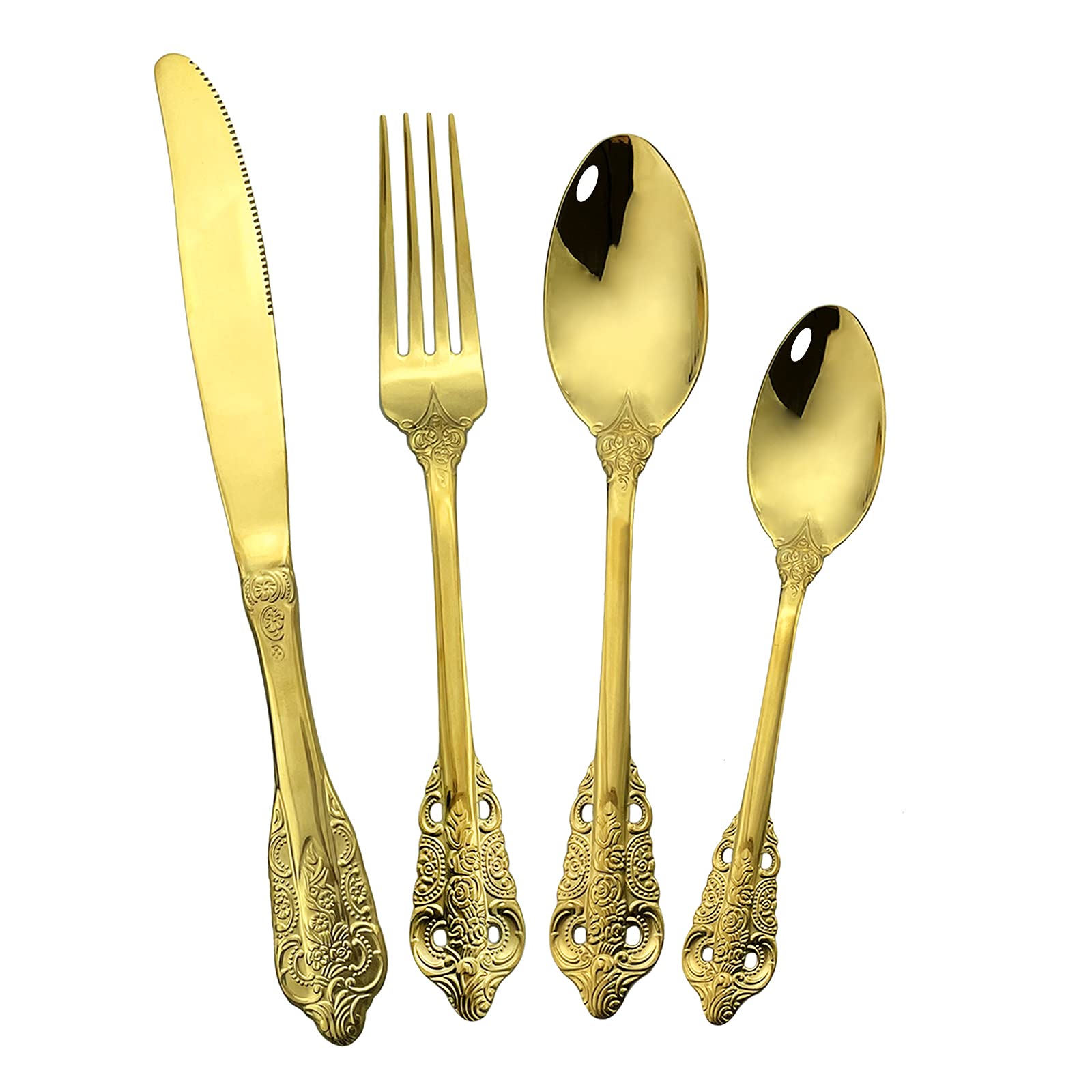 Gugrida 24-Piece Mirror Gold Silverware Set - 18/10 Stainless Steel Flatware for 6 - Elegant Cutlery Set for Home & Restaurant - Dishwasher Safe - Perfect for Dinner Parties, Weddings & Fine Dining