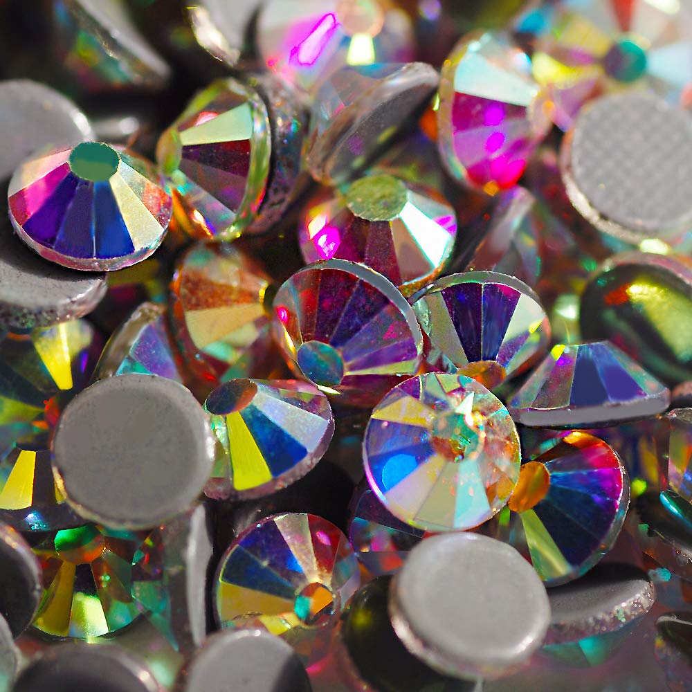 Premium Hotfix Rhinestones - Round Flatback Glass Gems for DIY Wedding Dresses & Costumes (AB, SS12) - Perfect for Bridal Gowns, Prom Dresses, and Craft Projects