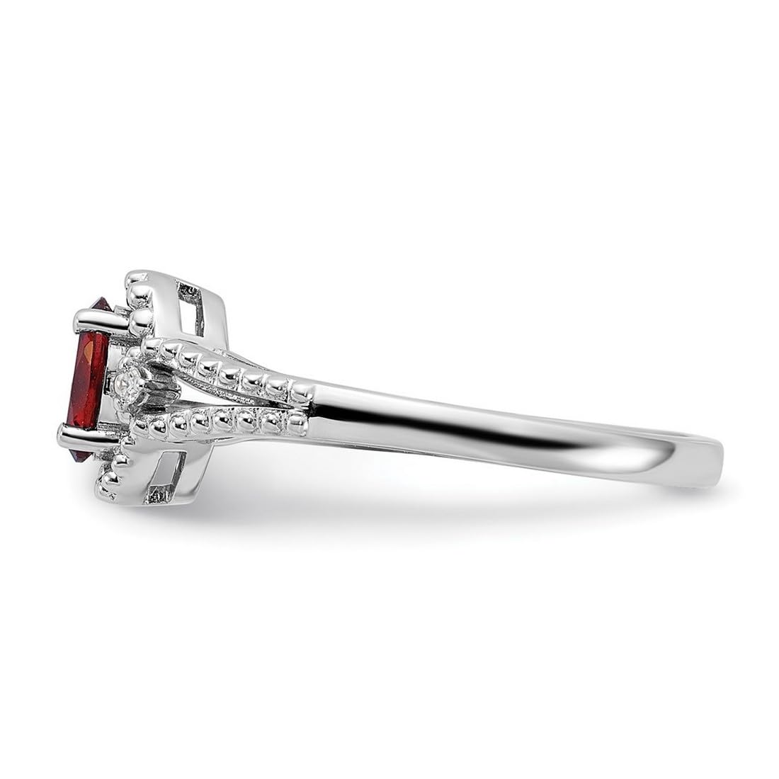 925 Sterling Silver Garnet & Diamond Ring for Women | Elegant Polished Jewelry for Engagement, Anniversary & Special Occasions