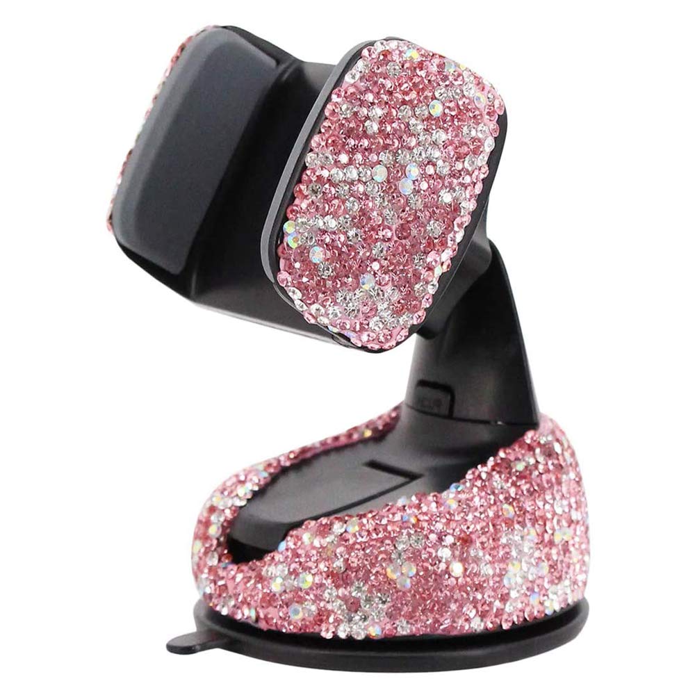 KABIOU Bling Rhinestone Crystal Diamond Car Phone Holder - Universal Air Vent Mount Stand for iPhone, Samsung, Huawei, Xiaomi, OnePlus & Smartphones - Pink | Perfect for Safe Driving, GPS Navigation & Hands-Free Calling