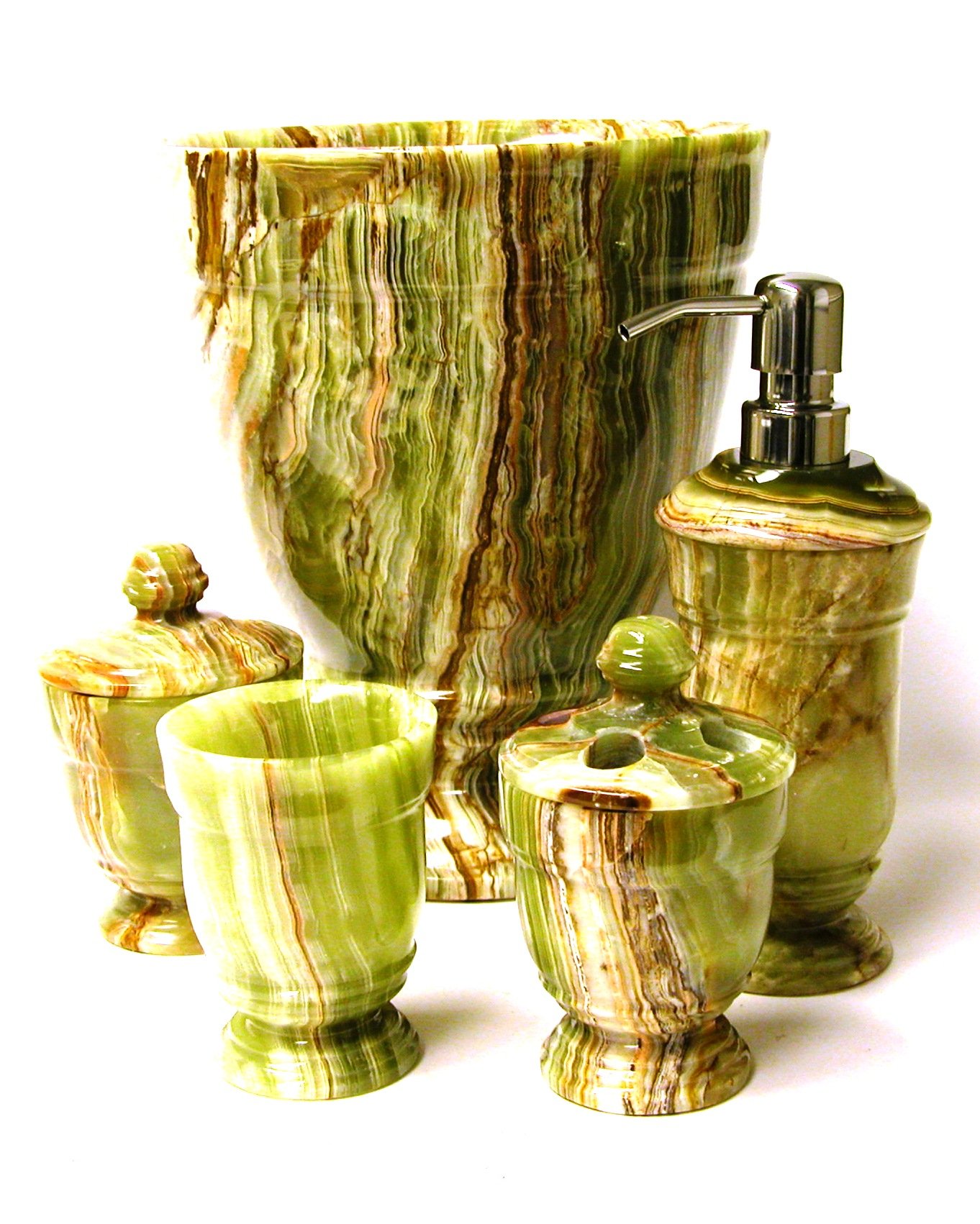 Premium Green Onyx Bathroom Accessories Set - Classic Tumbler for Home Decor | Elegant Soap Dish & Toothbrush Holder | Perfect for Spa, Luxury Bathrooms & Modern Interior Design