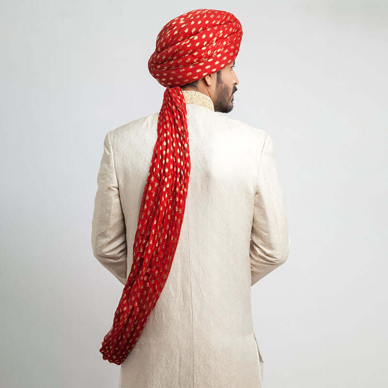 Luxury Ivory Pure Jamavar Silk Sherwani for Men - Handcrafted Indian Wedding Attire | Perfect for Groom Outfit, Sangeet Ceremony & Cultural Festivals