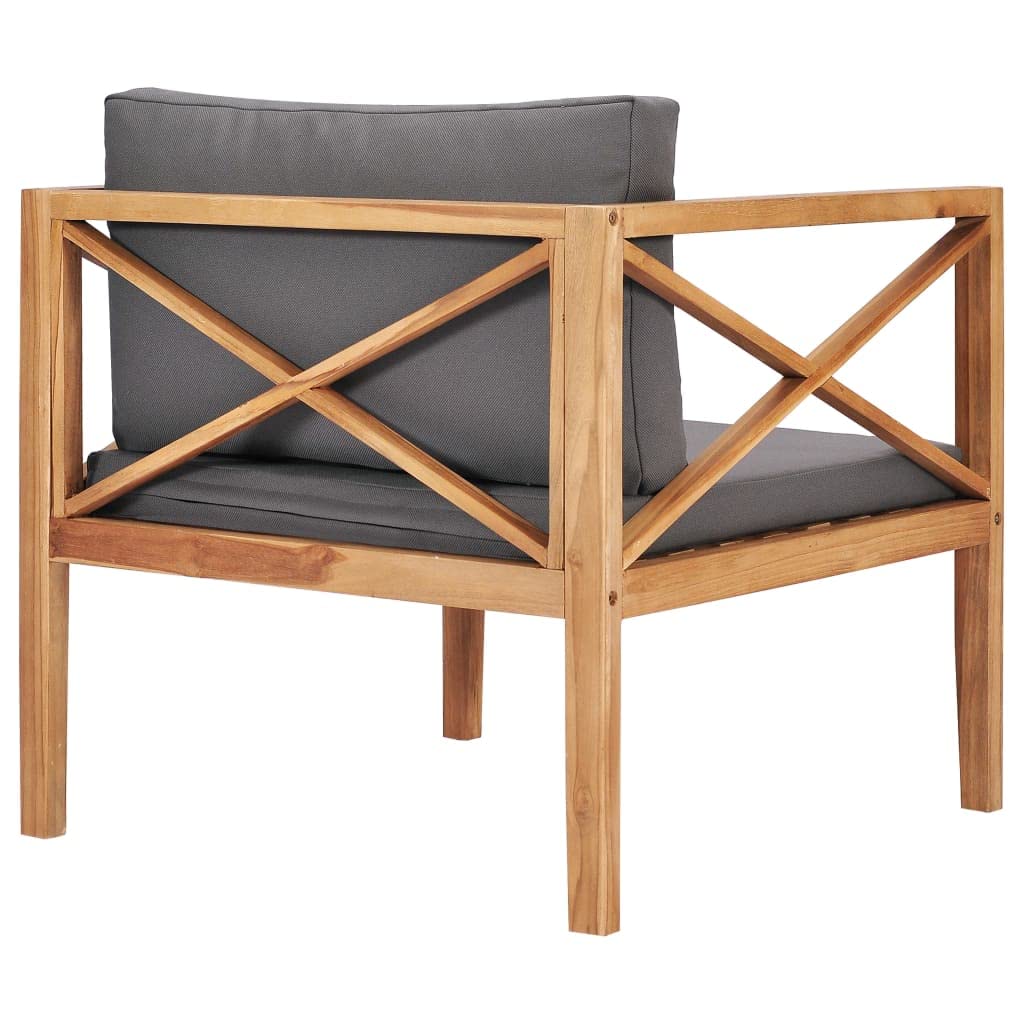 Premium Solid Teak Wood Patio Chair with Dark Gray Cushion - Weather-Resistant Scandinavian Style Outdoor Furniture - Perfect for Garden, Poolside & Backyard Relaxation