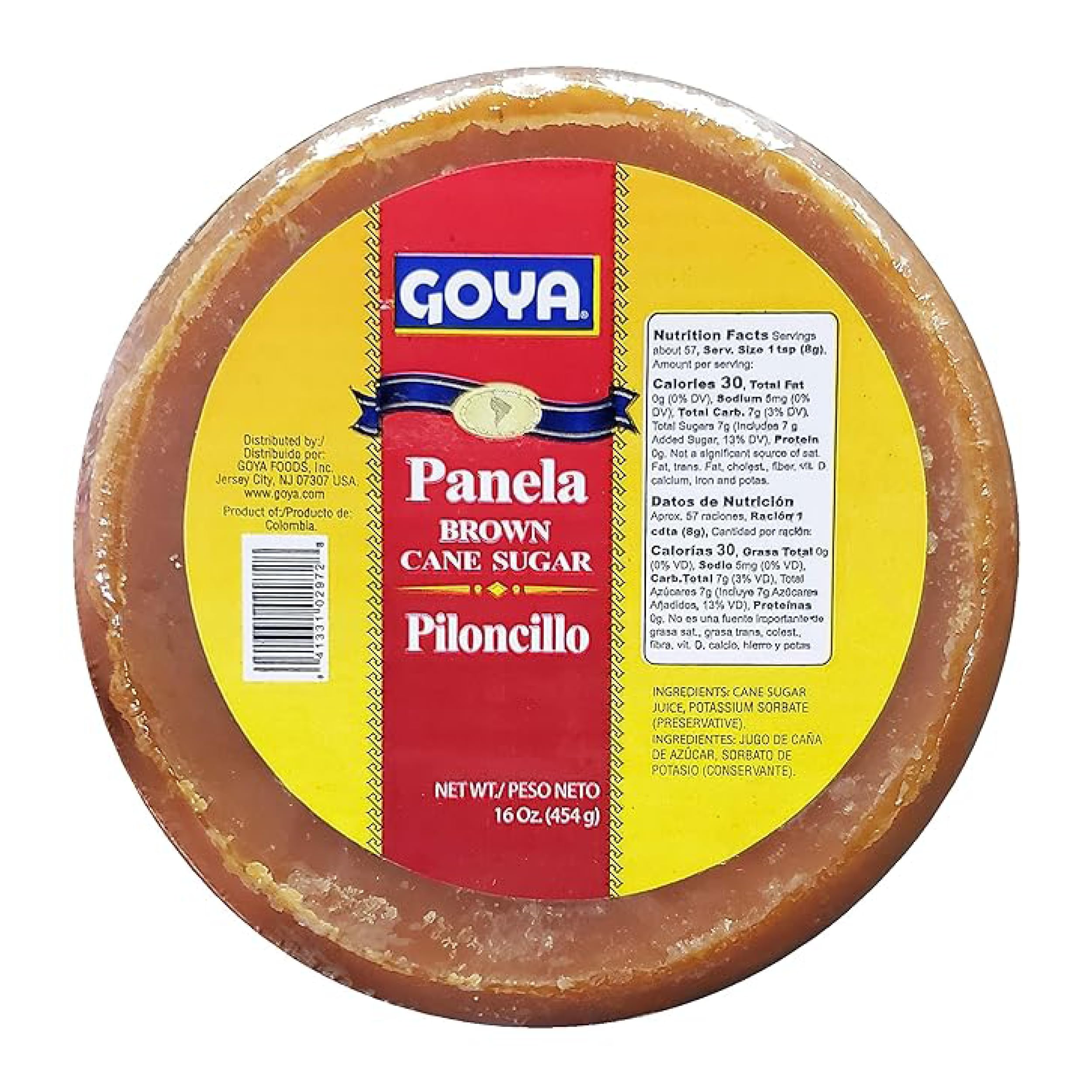 Goya Panela Brown Sugar for Baking & Latin Dishes - 1lb Round