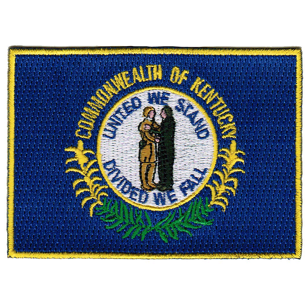 Kentucky State Flag Embroidered Patch - Iron-On KY Emblem in Blue - Perfect for Backpacks, Jackets & DIY Crafts
