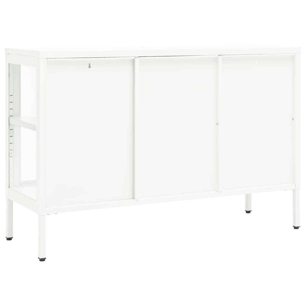 FAMIROSA White Modern Steel Sideboard Cabinet with 3 Doors & Adjustable Shelf - 41.3