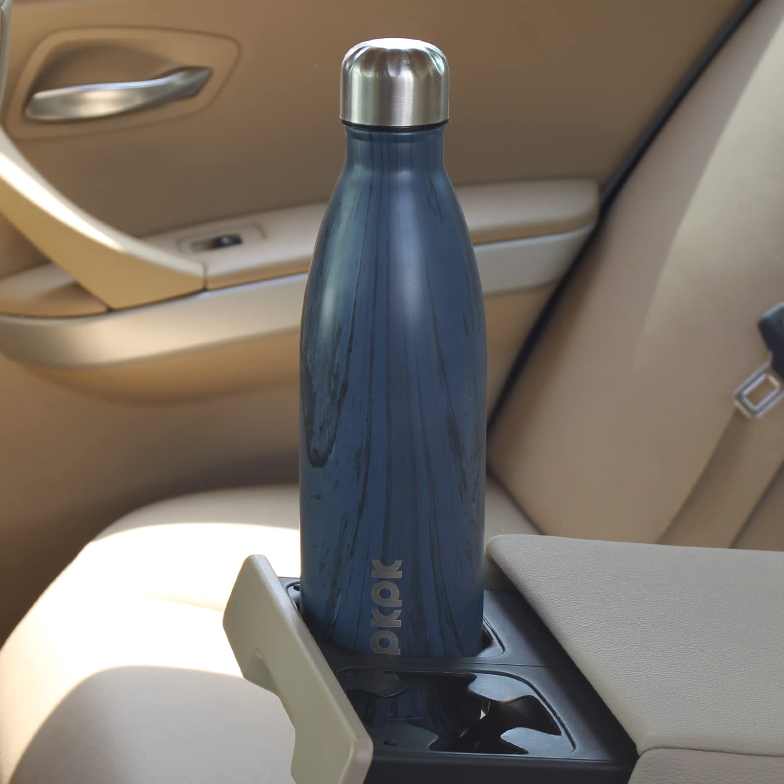 BJPKPK 25oz Stainless Steel Insulated Water Bottle - Keeps Drinks Cold for 24 Hours & Hot for 12 Hours - Wood Ice Blue - Perfect for Hiking, Gym, Office & Outdoor Activities