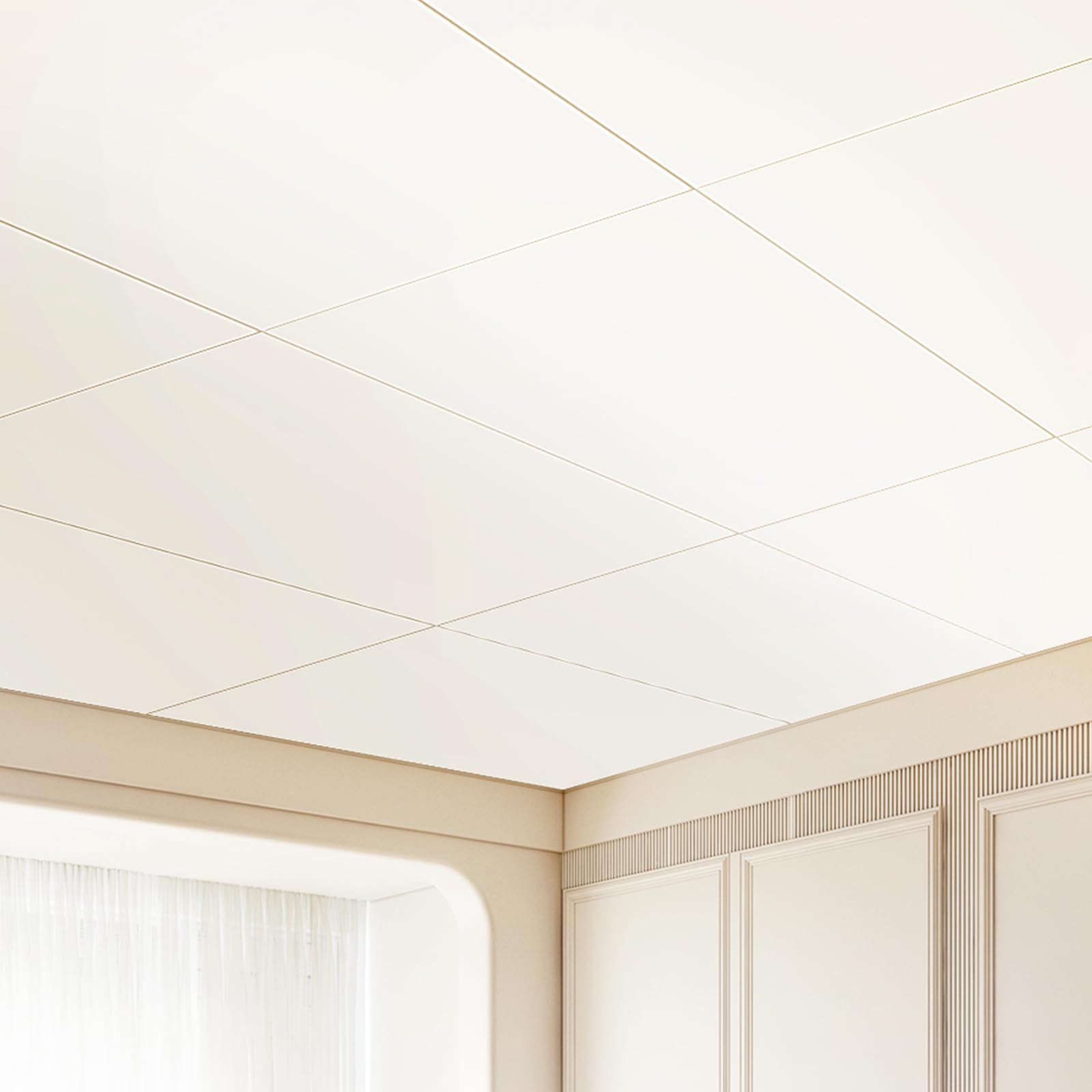 VEVOR 10-Pack 24x48 Inch Drop Ceiling Tiles - Premium PVC Foam Panels, Fire-Rated, Flexible & Easy to Install - Smooth White Ceiling Cover for Home Office, Basement & Commercial Spaces Decoration