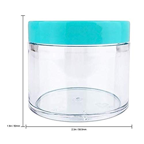 Beauticom 60ml (2oz) Clear Leak-Proof Plastic Jars with Teal Lids - 36 Pack for Cosmetics, Lotions, Creams & Salves | Perfect for DIY Beauty Products, Travel Toiletries & Home Organization