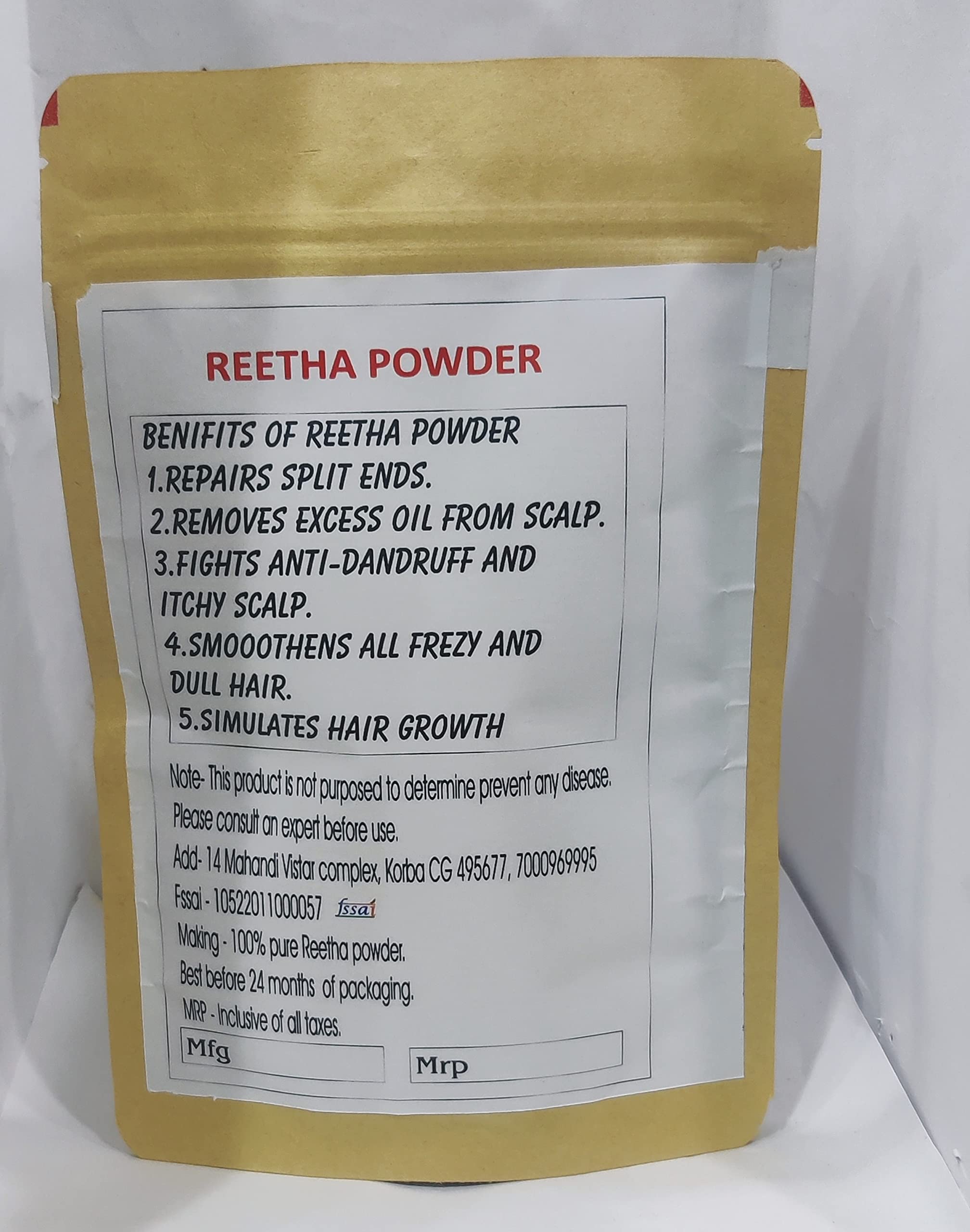 DEVBHUMI 100% Organic Reetha Powder (120g) - Natural Ayurvedic Soapnut for Hair Care & Eco-Friendly Laundry | Perfect for DIY Shampoo & Organic Cleaning