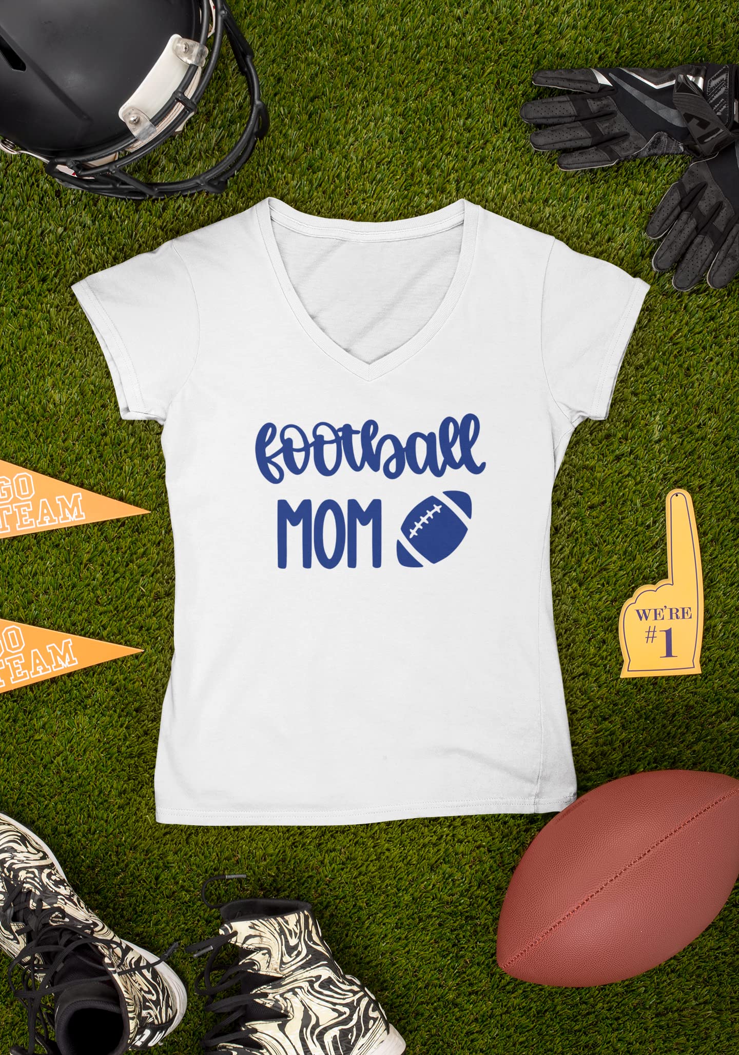 Football Mom Iron On Decal - Custom Vinyl Applique for T-Shirts & Fabric - Sports Team Patch Transfer for DIY Gifts & Apparel (Sugar Lemon Glitter) - Perfect for Game Day, Team Spirit & Mom Support