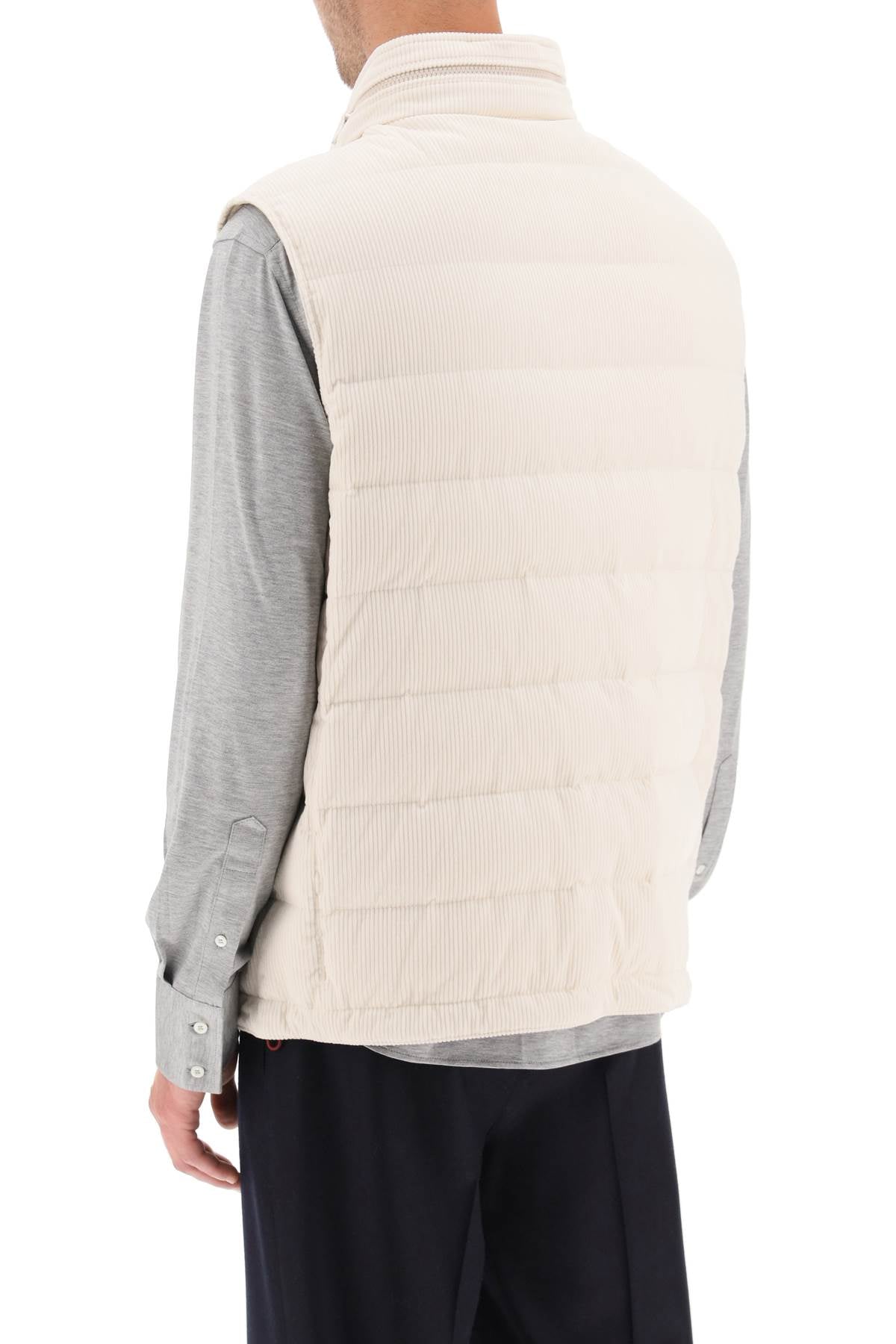 Brunello Cucinelli Corduroy Sleeveless Puffer Vest for Women - Winter Warm Quilted Down Jacket - Casual Outdoor & Travel Fashion