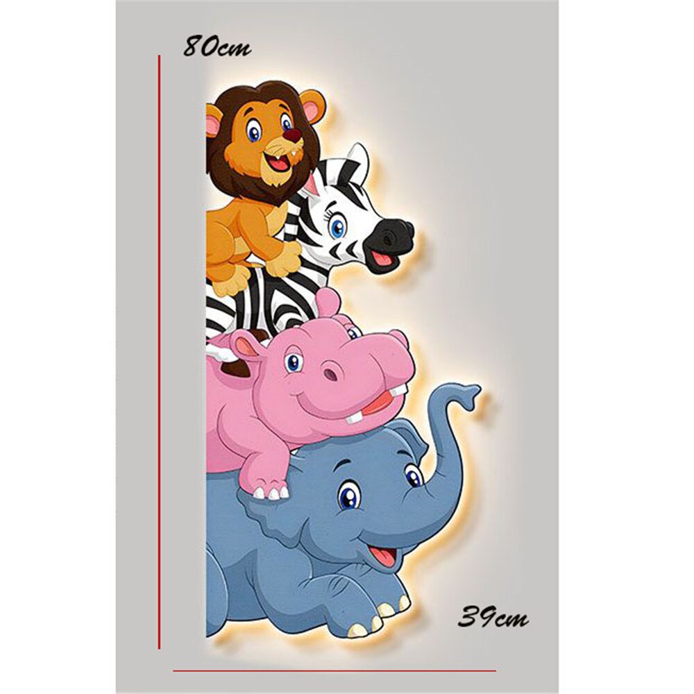 Animal Murals LED Wall Lamp with Plug Wire - Cute Night Light for Kids Room, Nursery, Bedroom Decor - Perfect for Bedtime Stories & Creating a Cozy Atmosphere