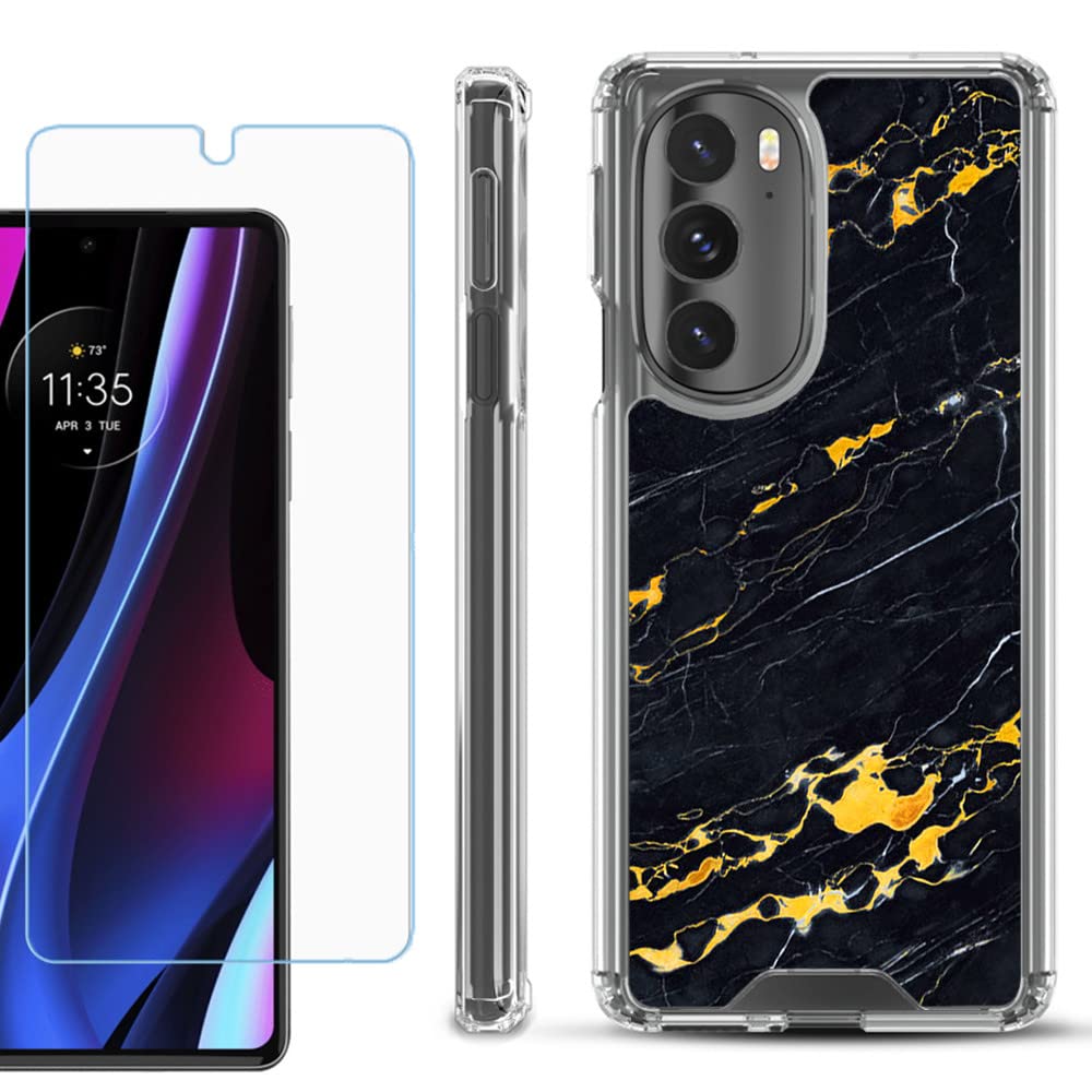 Shockproof Phone Case for Motorola Moto Edge+ 5G UW - Marble/Lava Design for Outdoor Protection