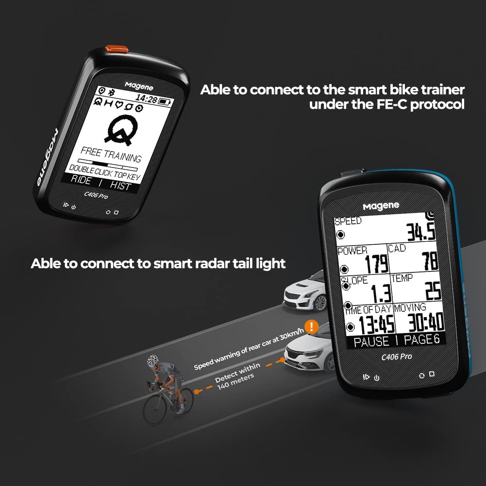 Magene C406 PRO GPS Bike Computer with ANT+ & Bluetooth 5.0, 2.4