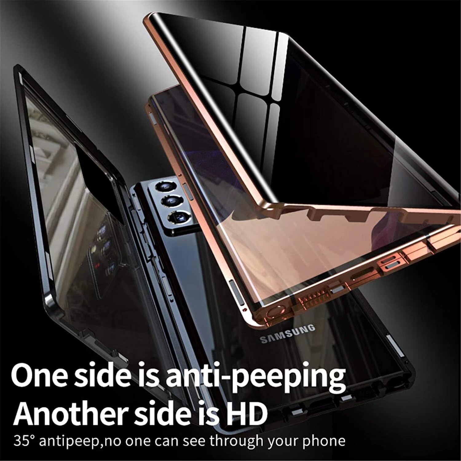 Samsung Galaxy S25 Ultra Magnetic Privacy Case - 360° Full Body Protection, Anti-Spy Tempered Glass, Magnetic Adsorption Frame, Wireless Charging Compatible - Perfect for Business Travel, Daily Commute & Privacy Protection