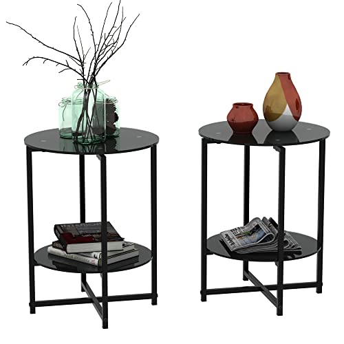 Black 2pcs End Table