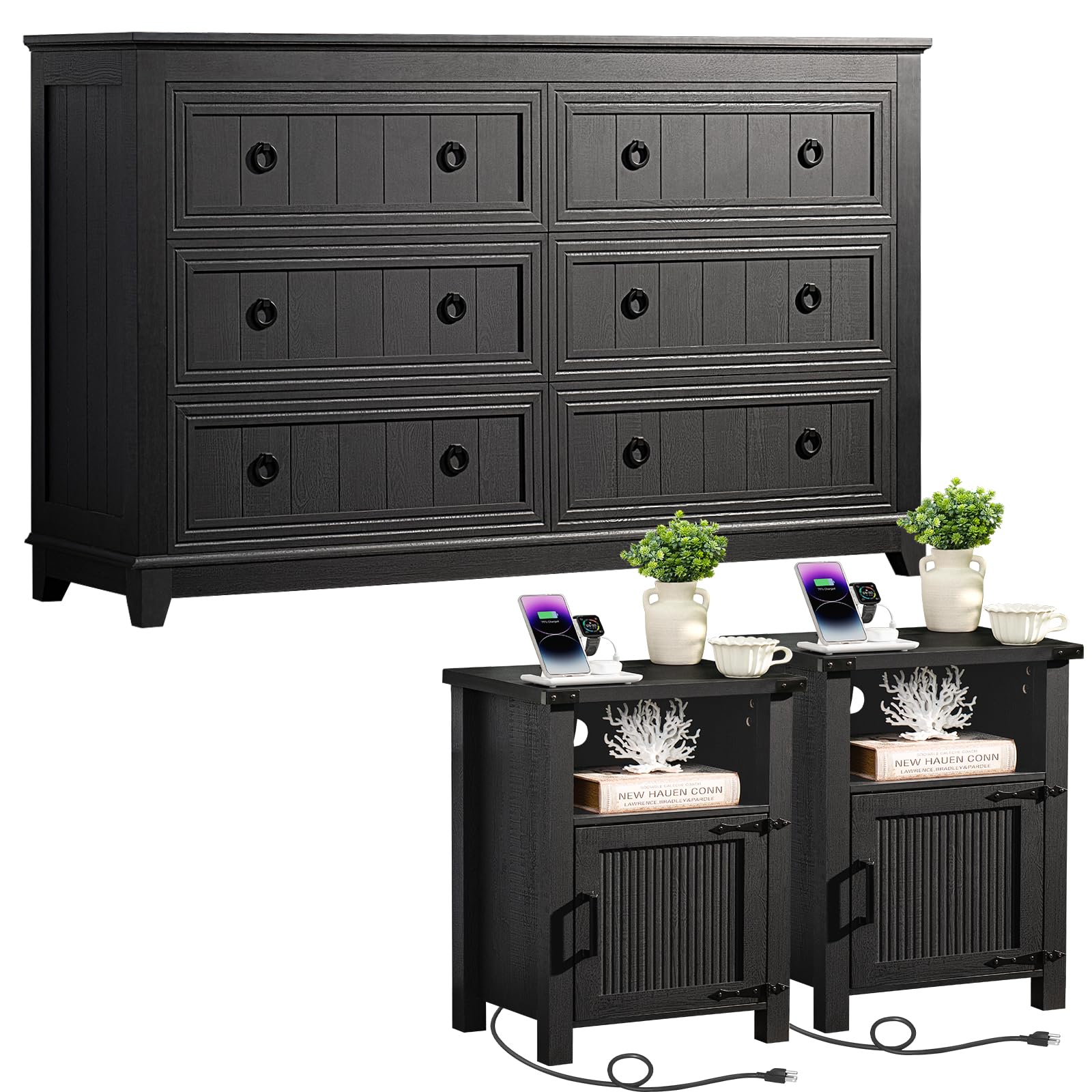 Farmhouse Dresser and Nightstand Set 3-Piece - 18