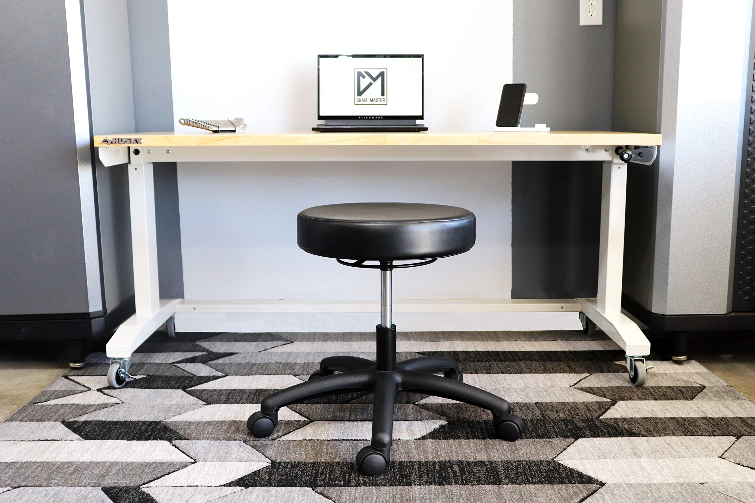 CHAIR MASTER - 2 Pack Adjustable Height Round Stool for Office, Lab, Exam Room - Easy Clean Swivel Stool for Dentist, Doctor, Reception (Desk Height, Black) - Perfect for Medical Offices, Home Workstations & Waiting Areas
