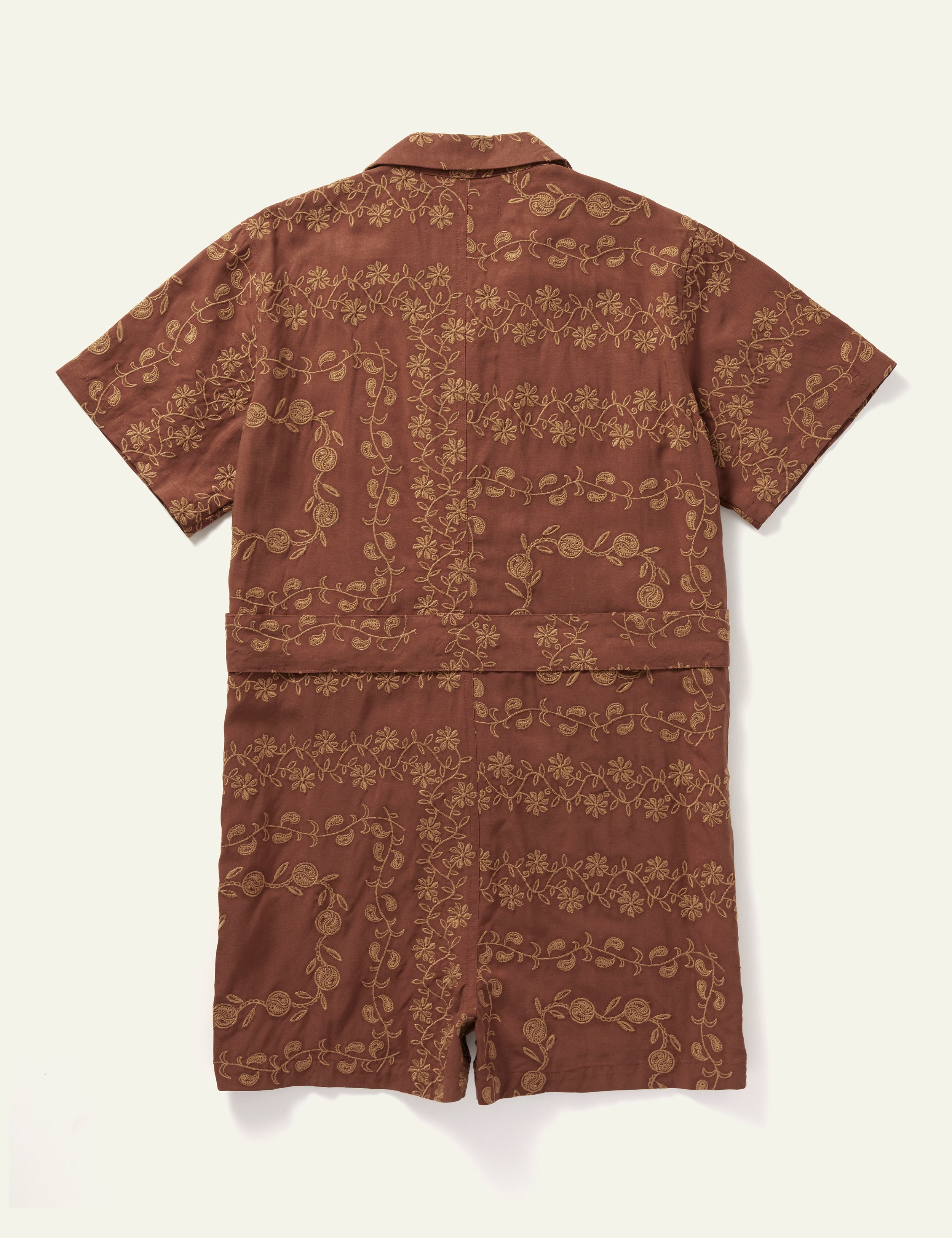 Yin Yang Paisley Women's Playsuit - Brown Floral Romper Jumpsuit | Boho Chic Summer Outfit for Beach, Music Festivals & Casual Wear