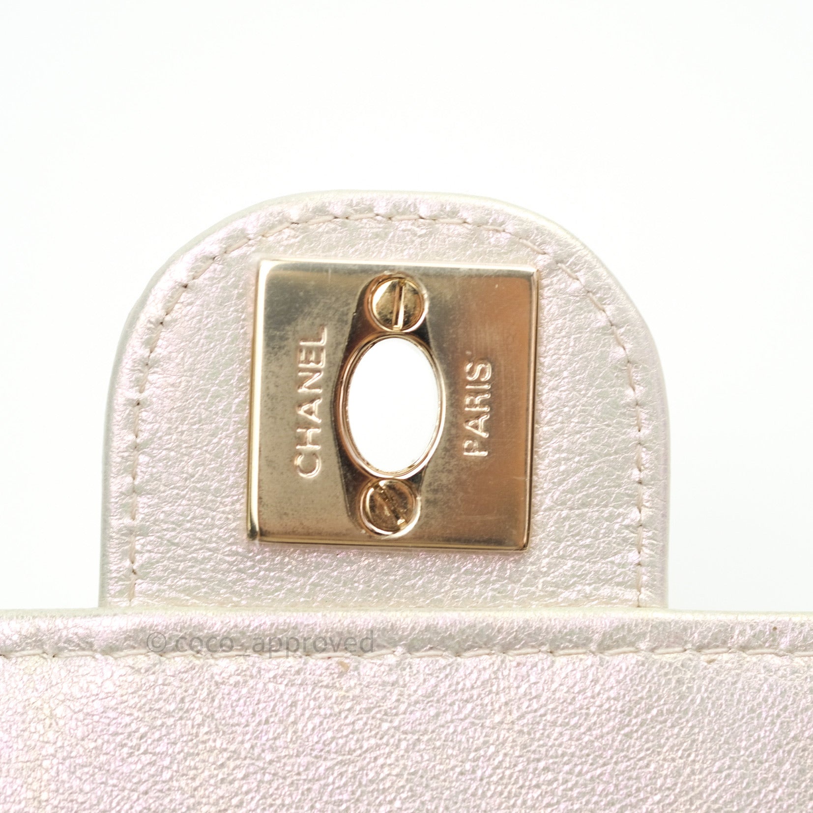 Chanel Classic Ivory Iridescent Gold Hardware Phone Holder - Luxury Designer Phone Case for iPhone & Samsung - Perfect for Parties, Travel & Everyday Use