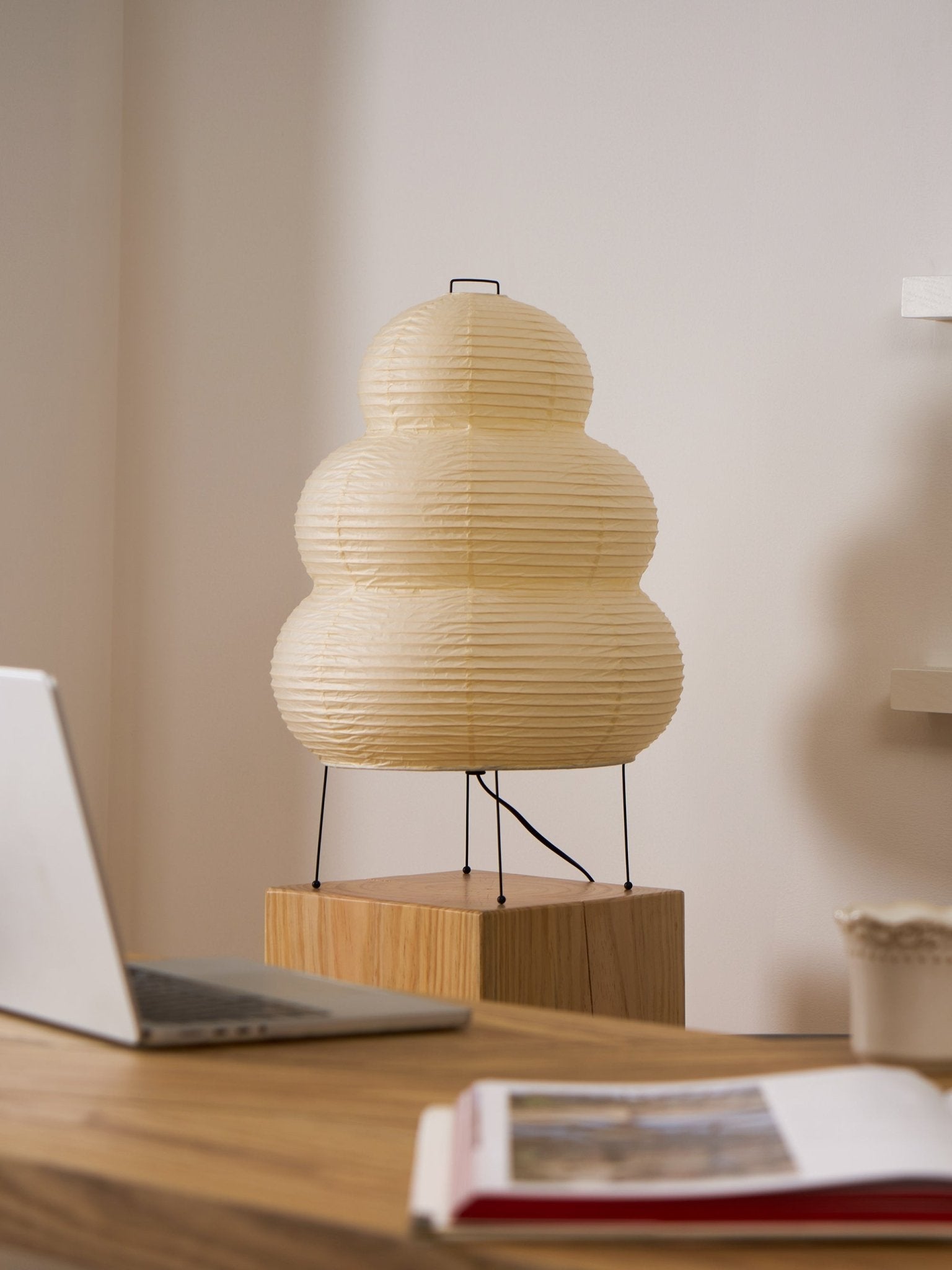 Akari Paper Table Lamp - Handmade Japanese Shoji Style Lighting for Bedroom, Living Room & Office - Warm Ambient Light for Relaxation & Decor