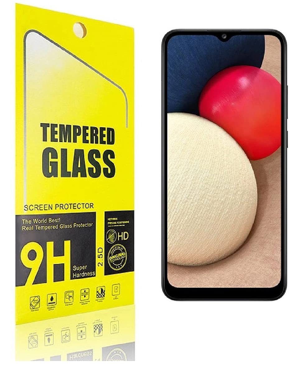 Tempered Glass Screen Protector & Chrome Flake Marble Phone Case for Samsung Galaxy A02s SM-S124DL - Premium Protection with Bonus Gift Stand (White) - Perfect for Everyday Use, Travel, and Office