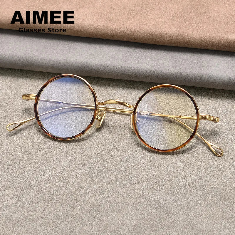Aimee Unisex Full Rim Round Titanium Acetate Eyeglasses 22008 - Lightweight Durable Glasses for Men & Women - Perfect for Reading, Work, and Everyday Wear