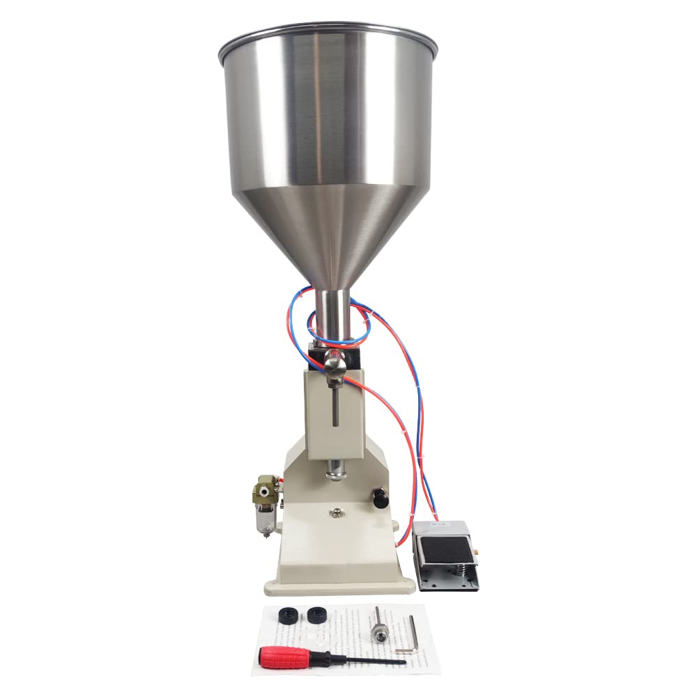 TECHTONGDA 5-50ml Pneumatic Liquid Paste Filling Machine | Stainless Steel Bottle Filler for Cream, Shampoo, Lube, Oil & Honey (Model A02) | Ideal for Cosmetic, Food & Pharmaceutical Packaging
