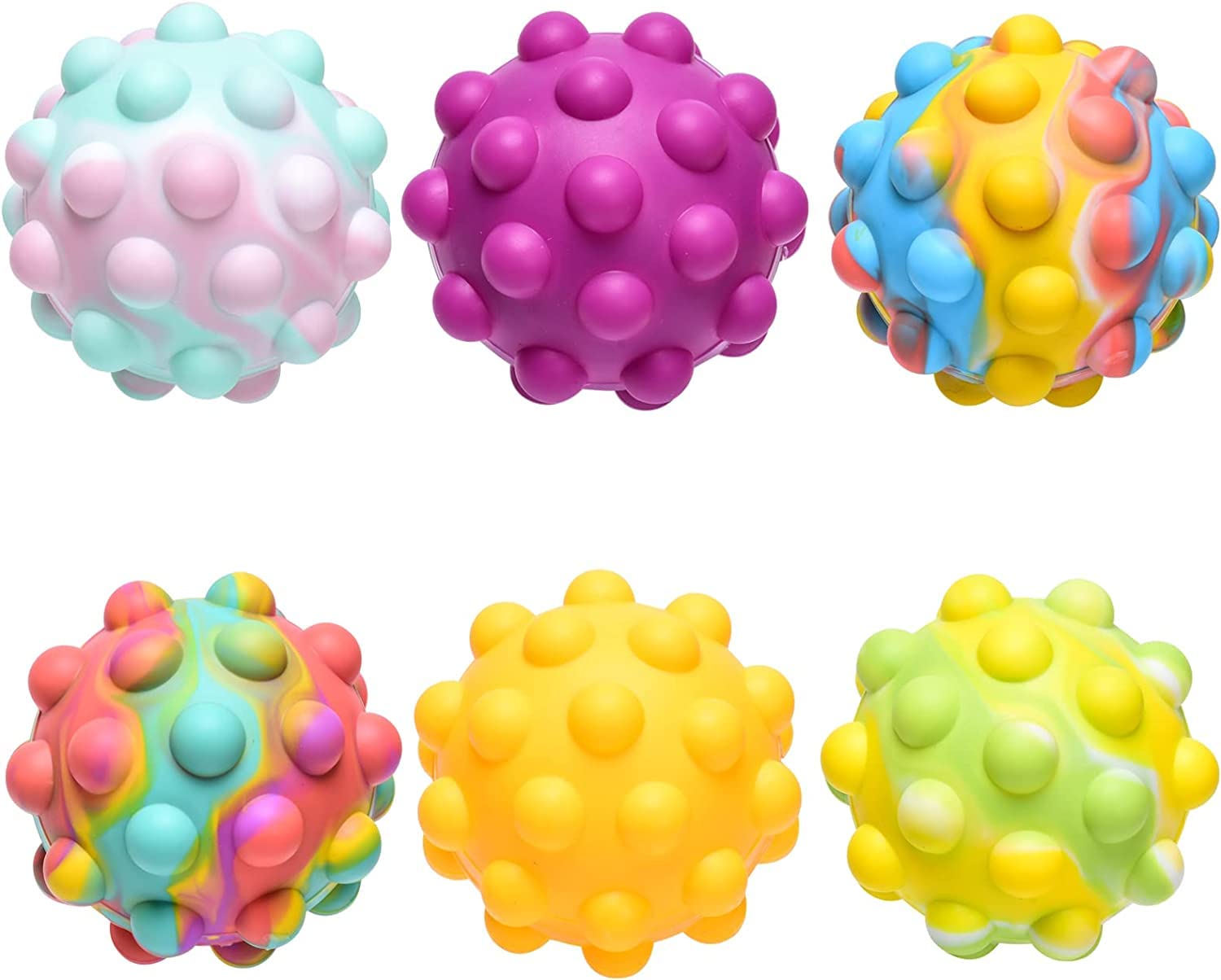 BINGLALA 3D Pop Stress Balls - 6Pcs Squeeze Fidget Toys for Adults & Kids, Portable Anti-Anxiety Sensory Game, Perfect for Office, Classroom, Travel and Party Favors