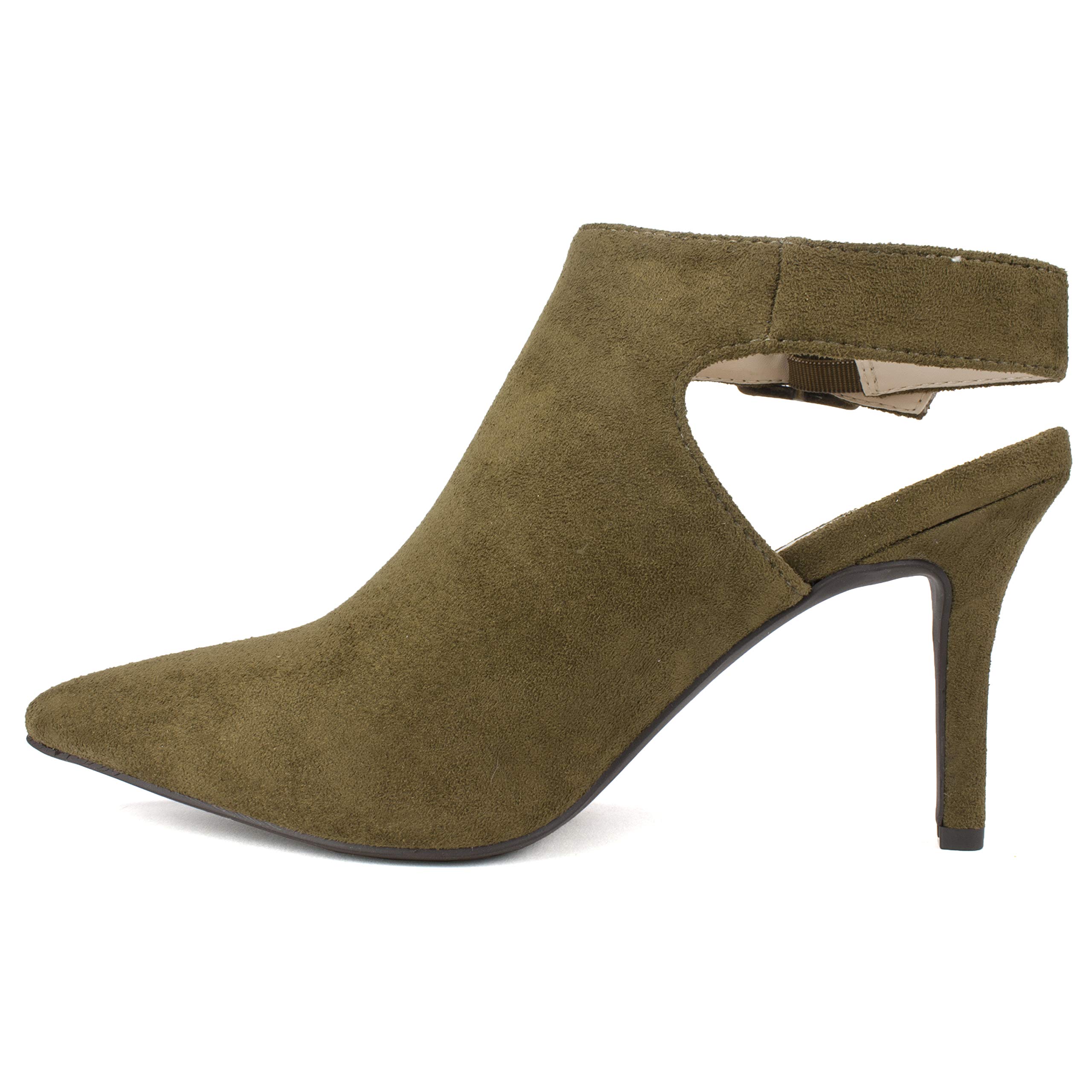 SEVEN DIALS Sherly Women's Heels - Olive Suede, Size 6 for Office & Party