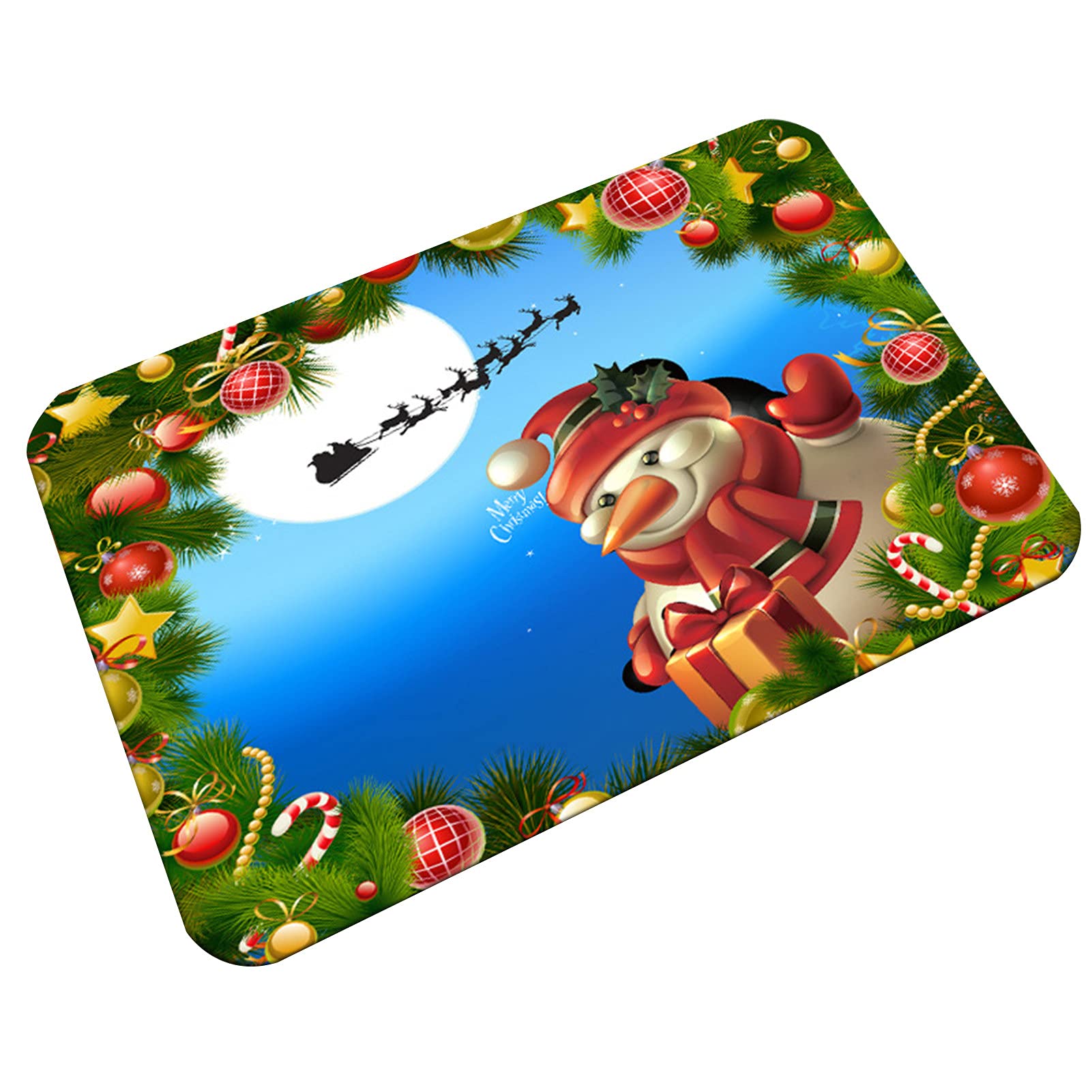 Premium Polyester Cartoon Pattern Floor Carpet - Super Soft, Wear-Resistant Bathroom Rug for Shower & Home Decor - Christmas Themed Design for Living Room, Bedroom, and Bathroom Use
