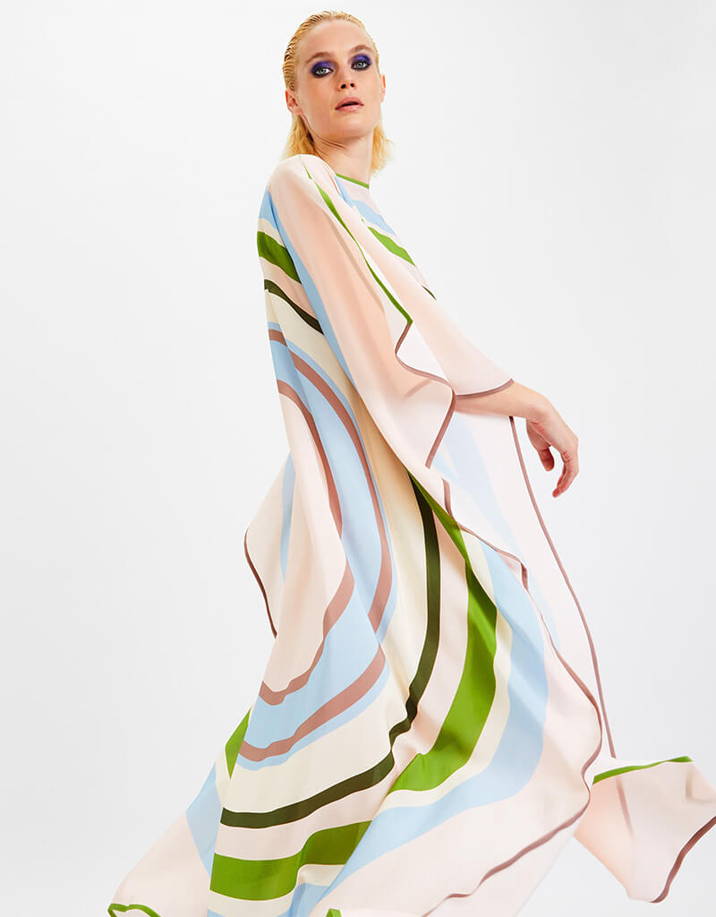 Luxury Beige Silk Crepe Kaftan Dress for Women - Elegant Boho Maxi Cover Up - Perfect for Beach, Vacation & Summer Evenings