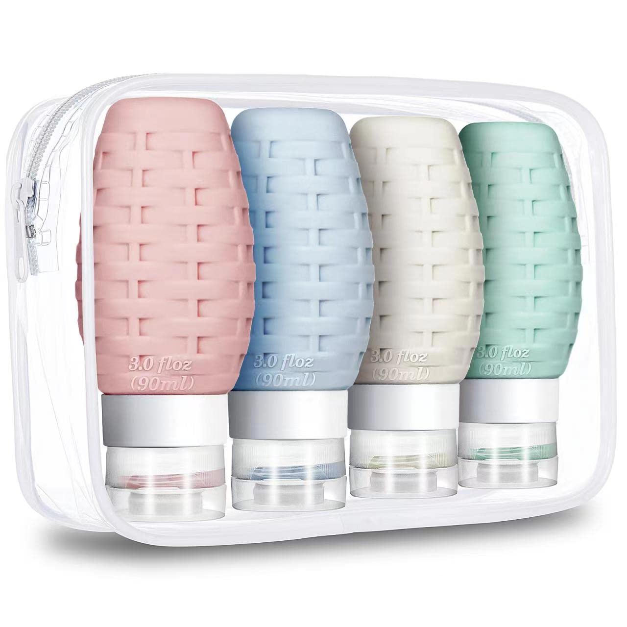 TSA Approved 3oz Travel Size Bottles for Toiletries - Leak Proof Silicone Travel Containers Set with Clear Liquids Bag, BPA Free Refillable Travel Accessories | Perfect for Airplane Carry-On, Vacation & Gym Essentials