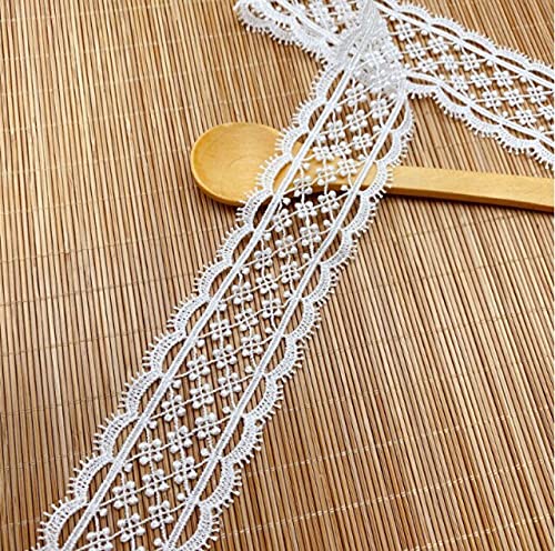 Daisymusse 2-Yard Polyester Lace Ribbon Fabric - Premium Garment Accessories for Sewing, DIY Crafts, and Clothing Trim (MH1307) | Perfect for Wedding Dresses, Home Decor, and Fashion Design