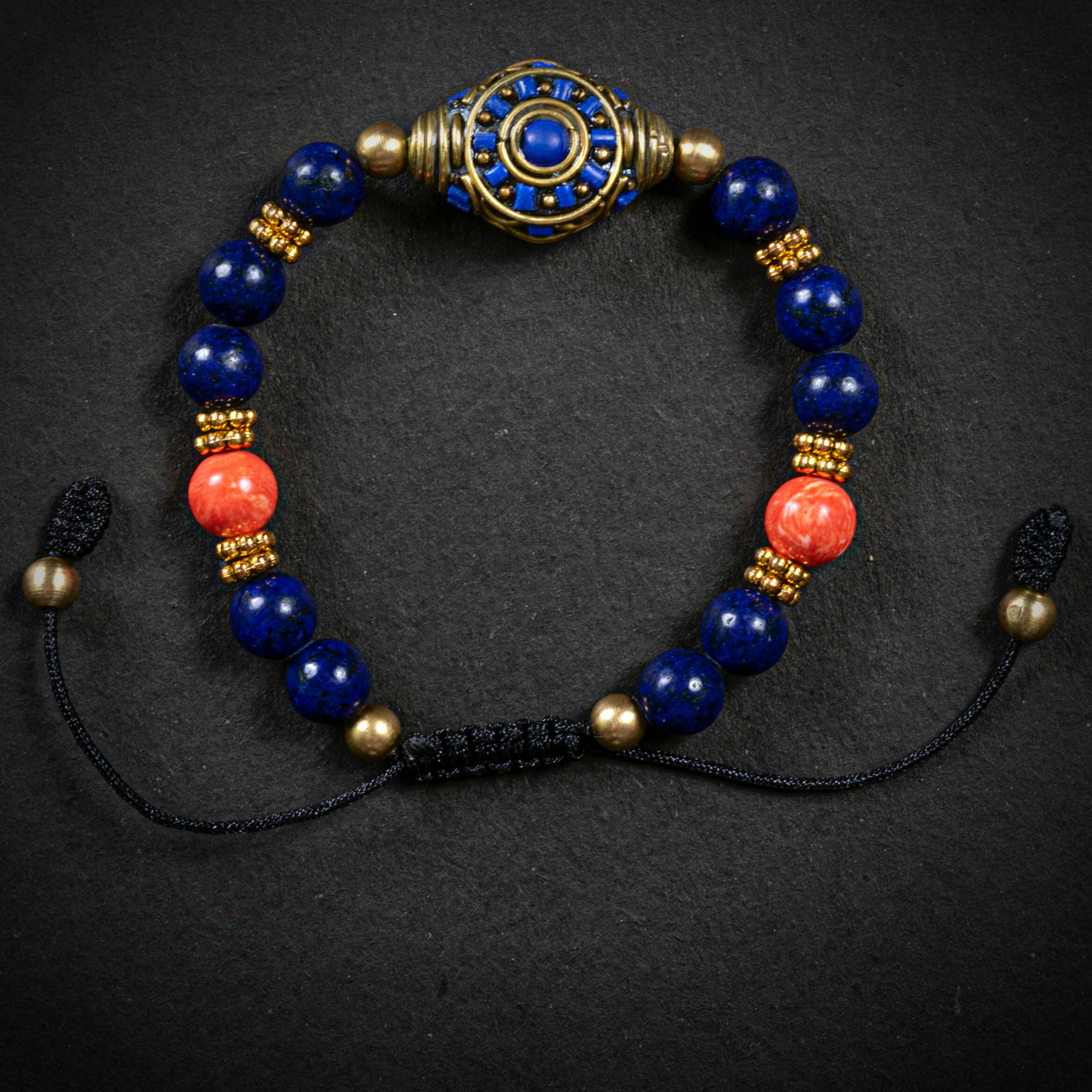 Lapis Lazuli Wheel of Dharma Charm Bracelet - Buddhist Meditation & Spiritual Jewelry for Yoga, Mindfulness & Positive Energy