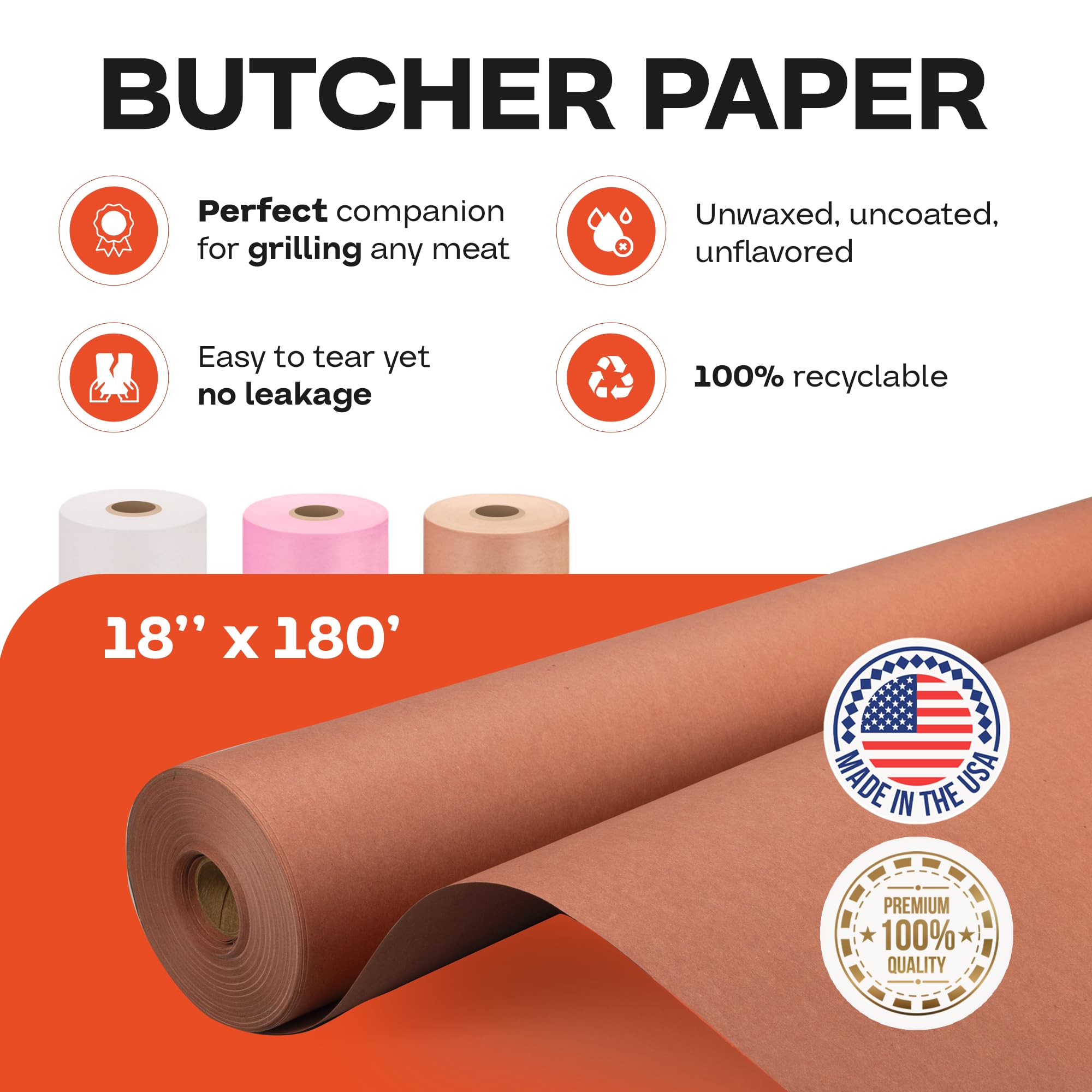 Premium Peach Butcher Paper Roll 18