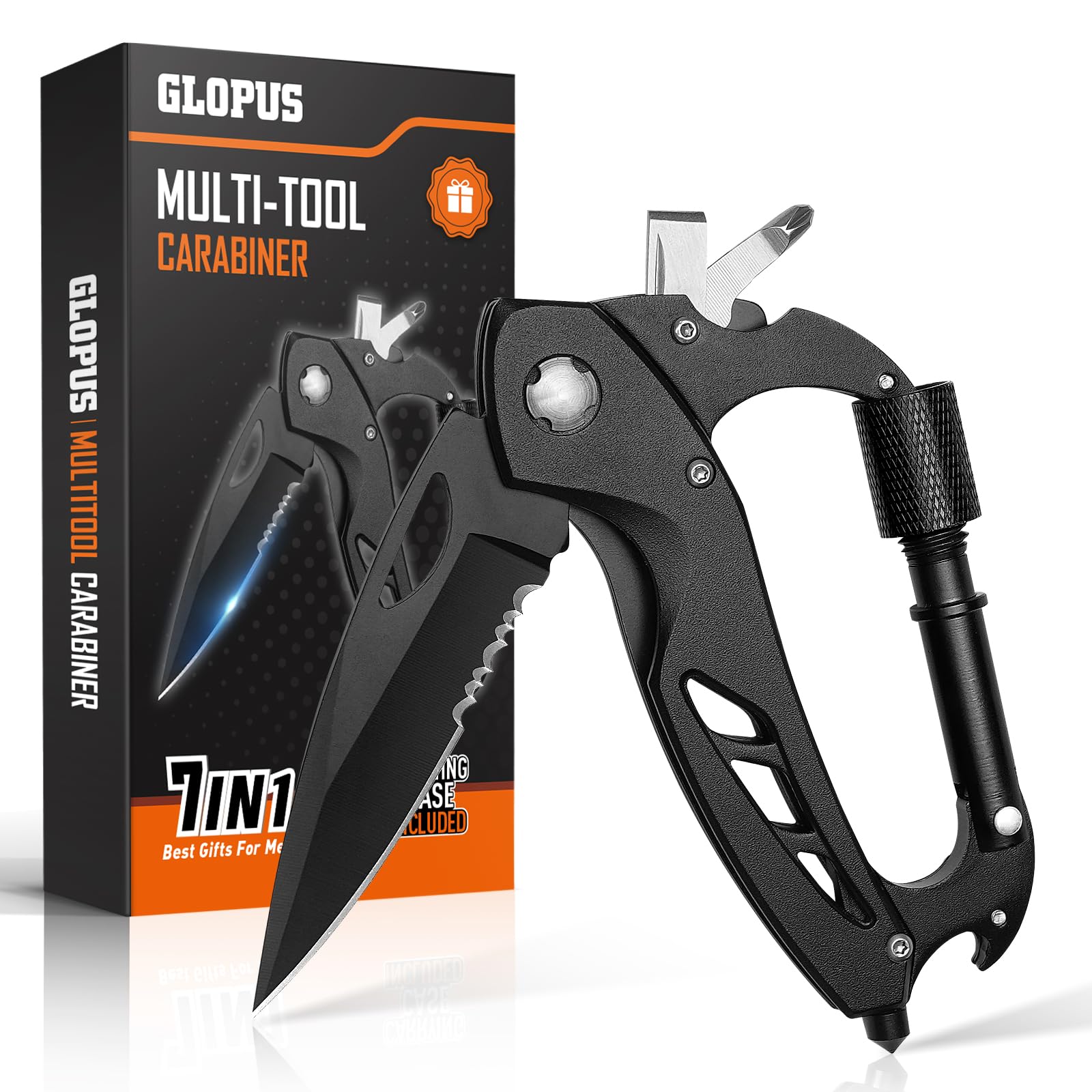 Multitool Carabiner with Pocket Knife - Best Gifts for Men, Dad, Husband, Boyfriend | Christmas Stocking Stuffers & Birthday Gifts | Perfect for Hiking, Camping, Outdoor Adventures & Everyday Carry (EDC)